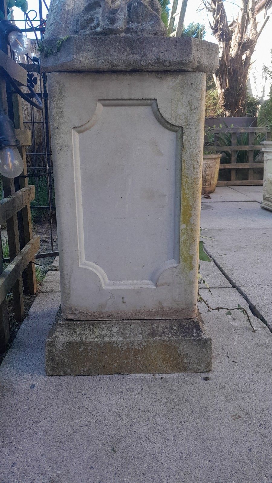 photo furniture Weathered Cast Stone "Shy Lady" Garden Statue Sculpture