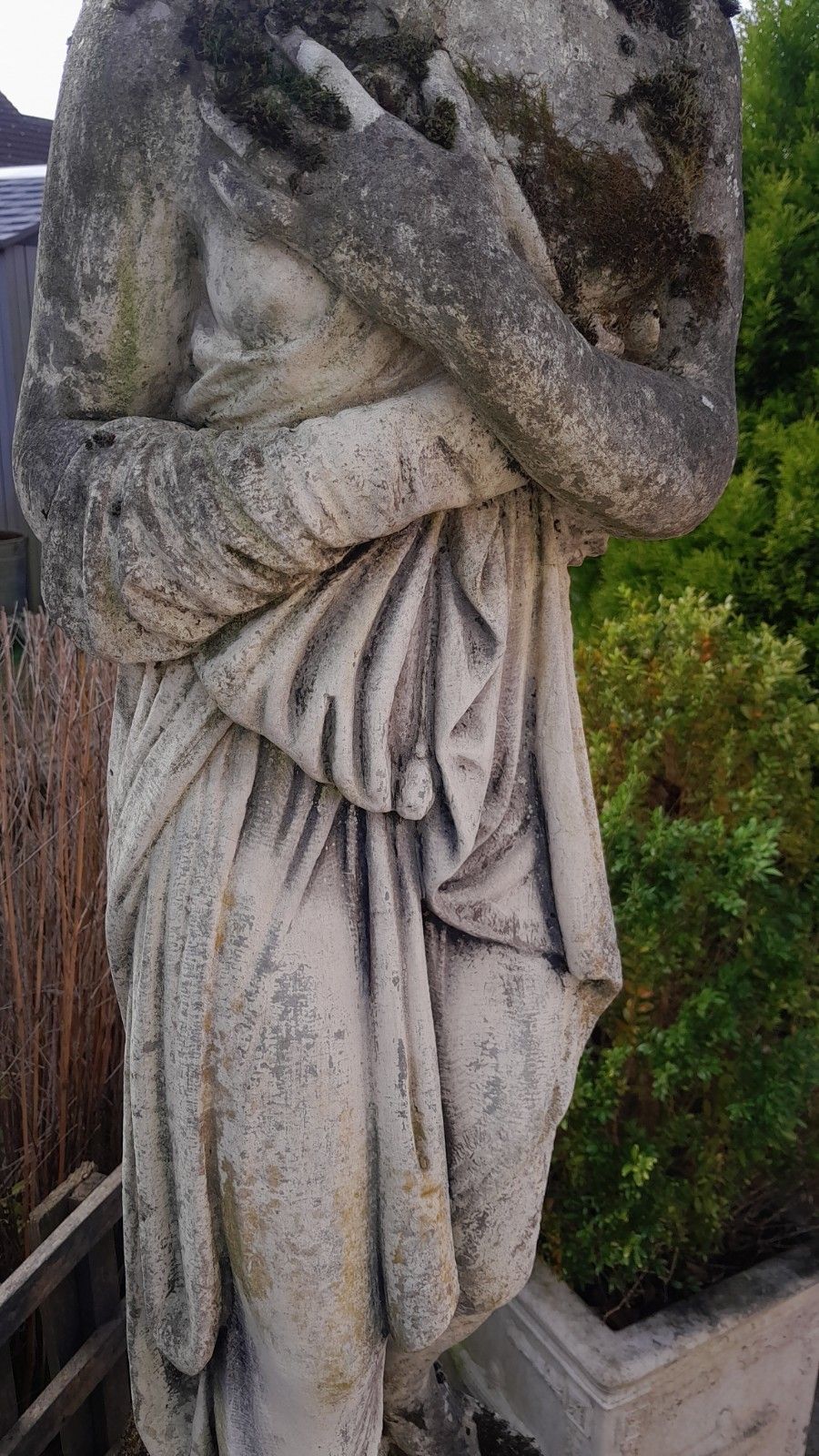 Nicely Weathered With Moss Neoclassical Life Size Stone Garden Statue Sculpture photo buy