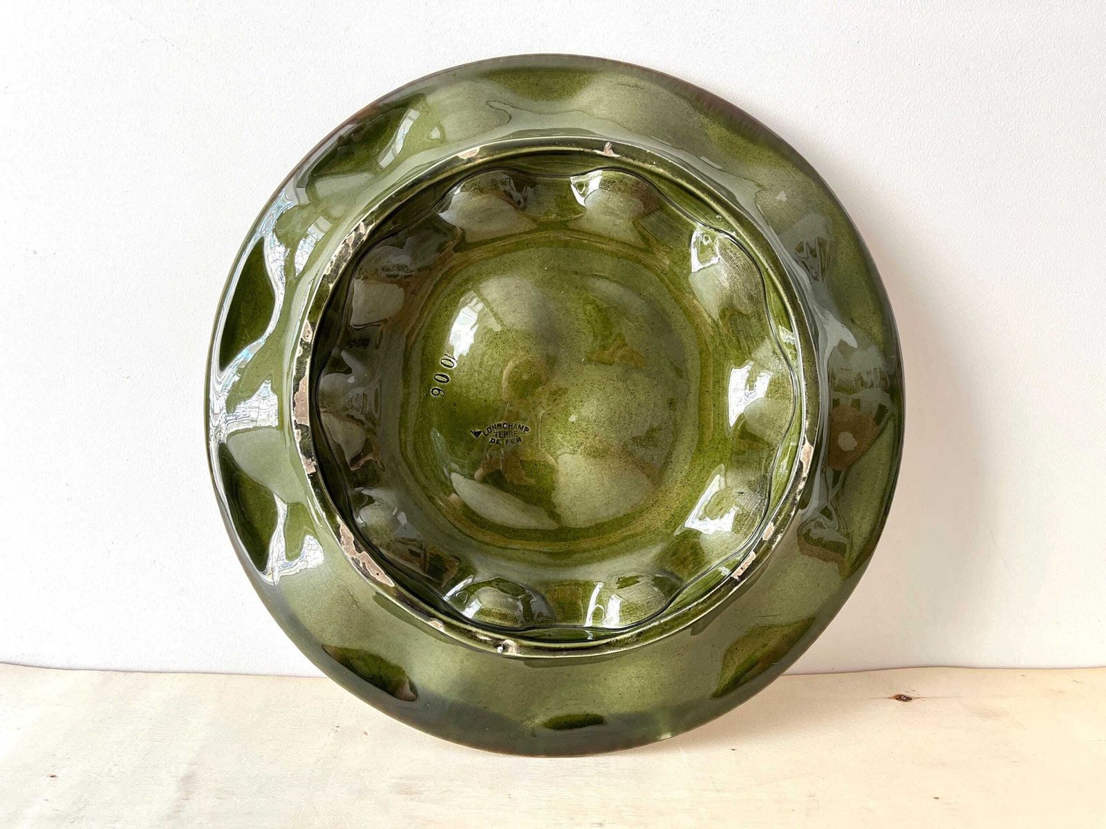 photo furniture Large Antique Majolica Oyster Dish Signed Longchamp France, 19th Century Ironstone Seafood Platter
