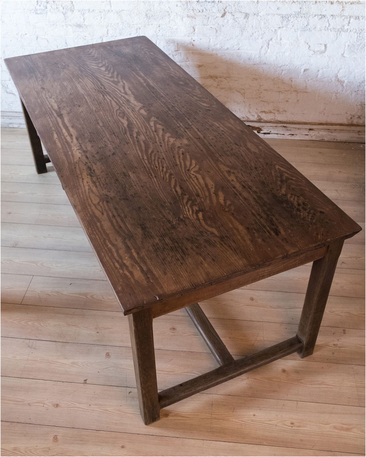 19th Century French Oak & Pine Refectory Dining Table For 6 To 8 With 2 Drawers (939) photo for sale
