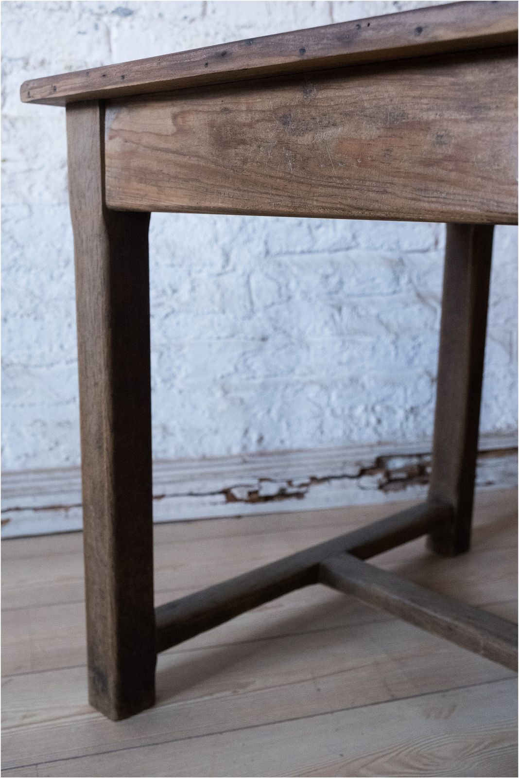 19th Century French Oak & Pine Refectory Dining Table For 6 To 8 With 2 Drawers (939) photo buy