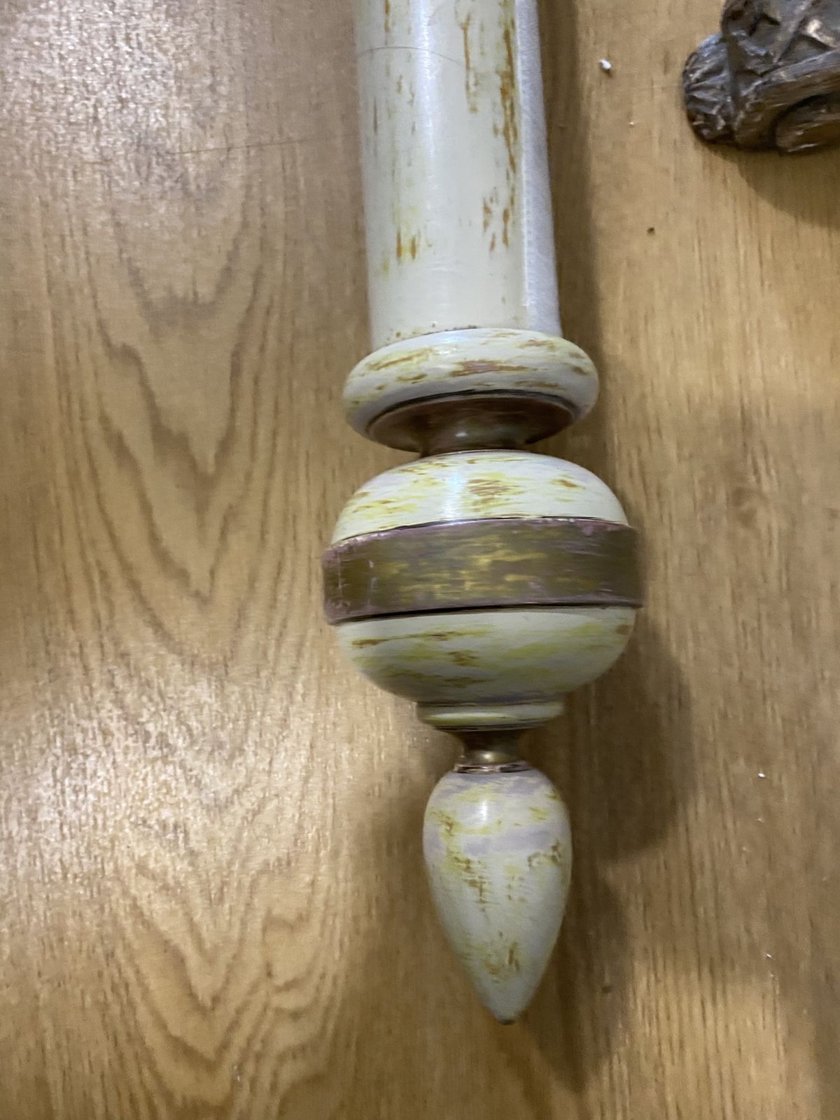 Huge 12ft Statement Curtain Pole, Hand Painted Ivory And Gold, Colefax And Fowler Era, 7" Diameter. photo furniture