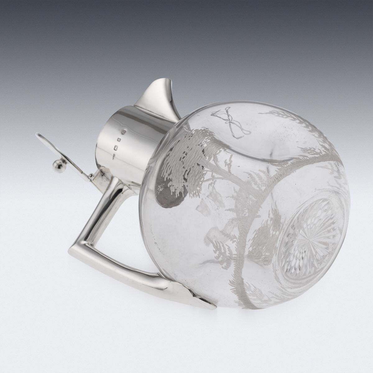 photo furniture Antique 19thc English Solid Silver & Etched Glass Claret Jug, Birmingham C.1897
