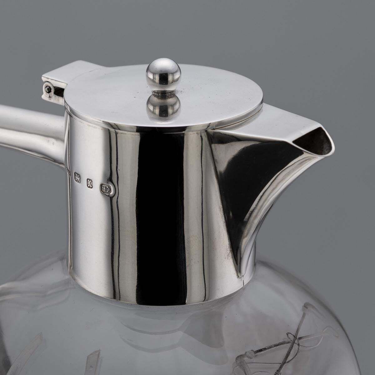 Home Decor Antique 19thc English Solid Silver & Etched Glass Claret Jug, Birmingham C.1897 photo