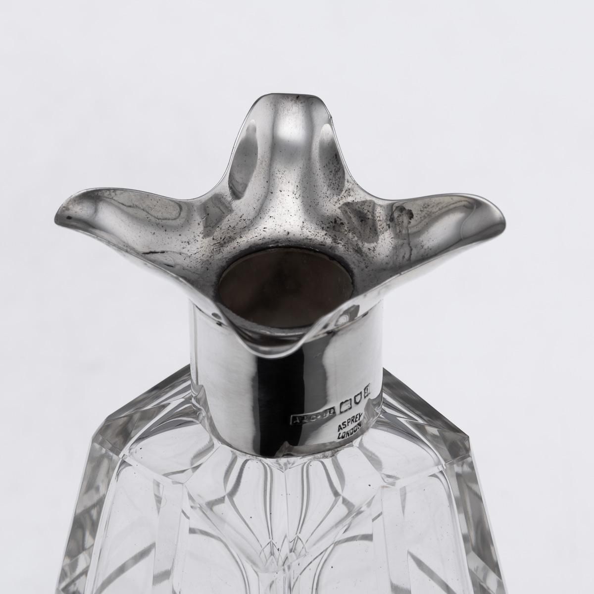 Home Decor Antique 20thc English Solid Silver & Cut Glass Decanter By Asprey, London C.1911 photo