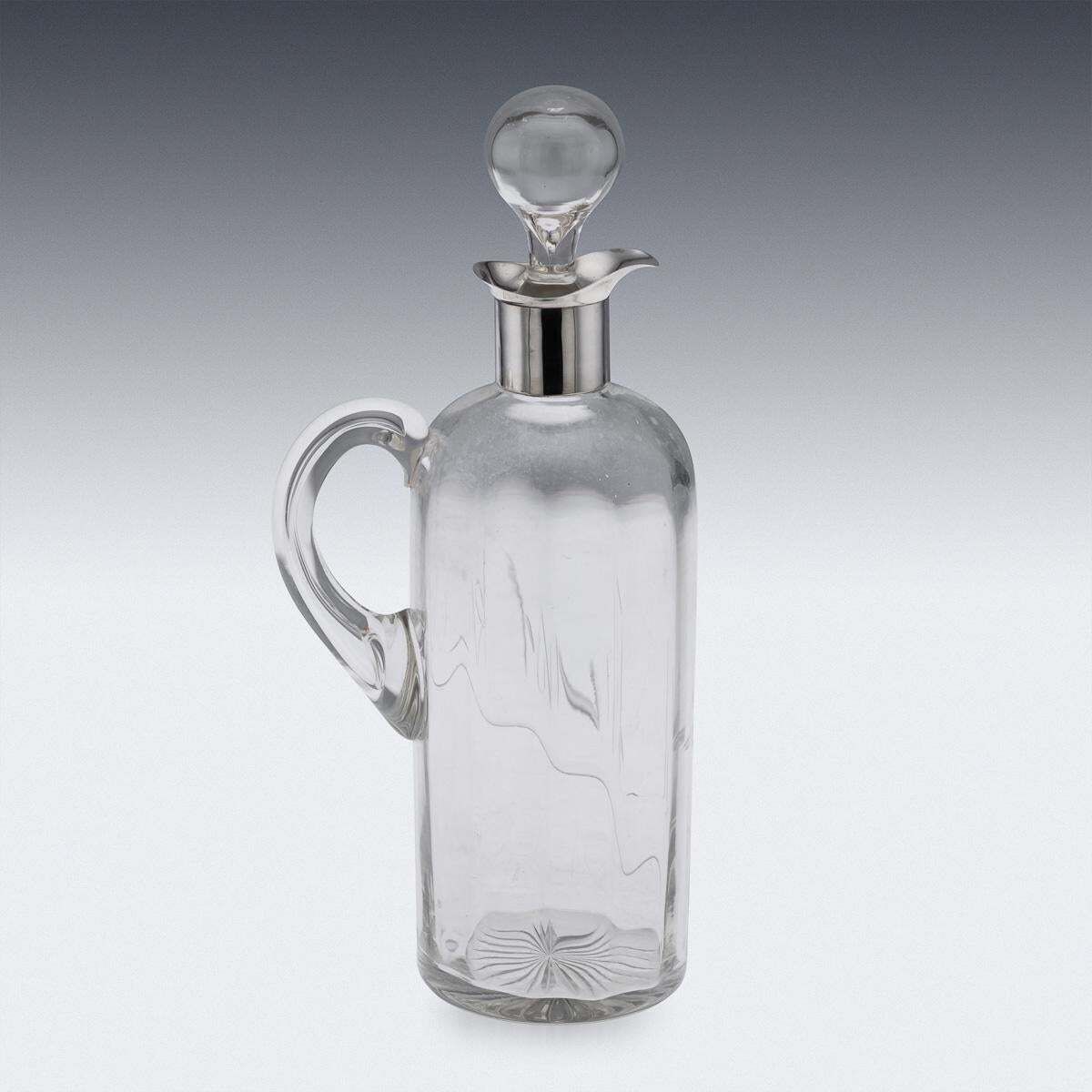 Antique 20thc English Solid Silver & Cut Glass Whisky Decanter, Chester C.1902 photo 1495.0