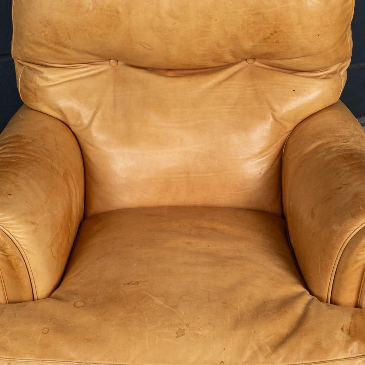 photo buy Vintage 20thc Italian Pair Of Tan Leather Armchairs By Poltrona Frau C.1970