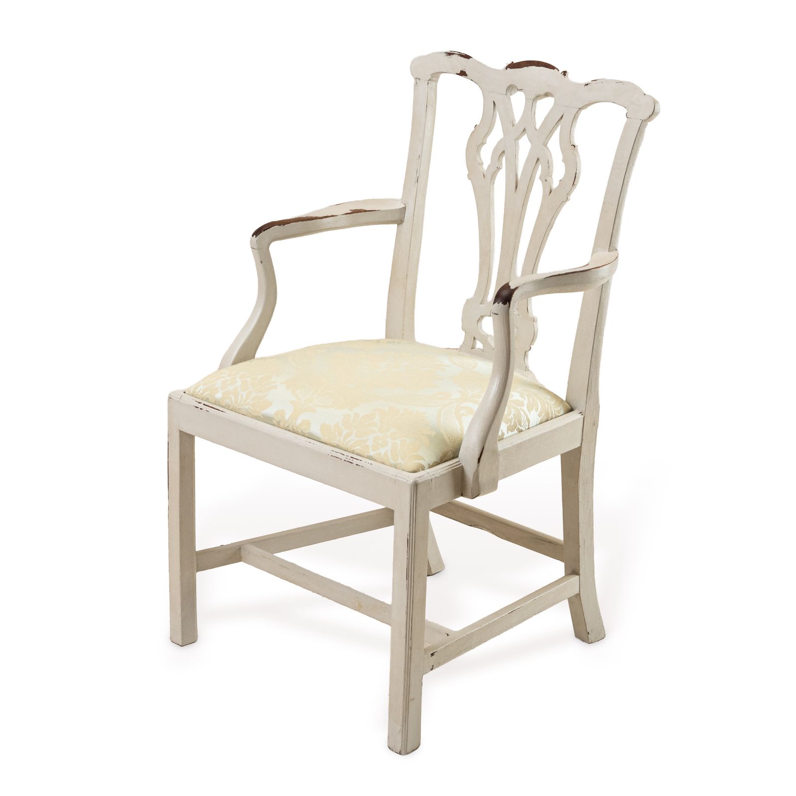 Georgian Mahogany Chippendale Armchair C.1780–1800 Painted Distressed