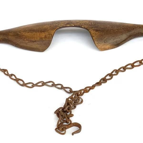 Rare Antique 19th Century Milkmaid Yoke With Turned Ends And Original Chain   90cmw