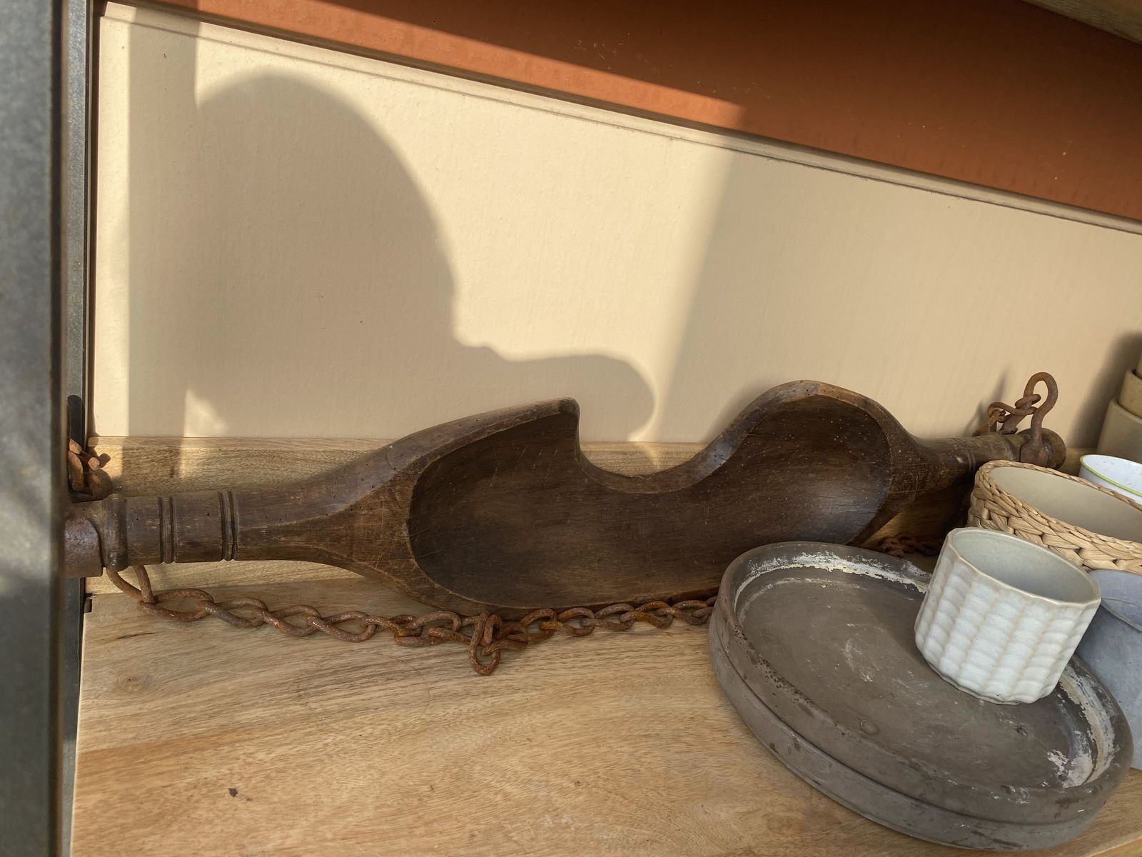 Rare Antique 19th Century Milkmaid Yoke With Turned Ends And Original Chain   90cmw photo 150.0