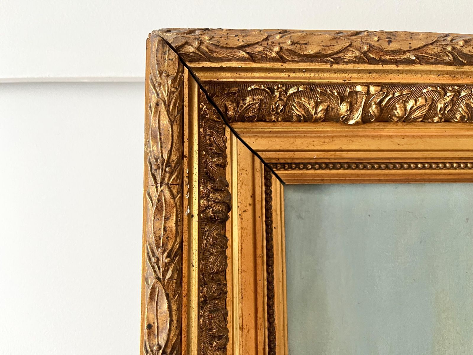 Art Original 1920s Large Flowers Bouquet In Oil On Canvas, 44 X 20 French Gilded Frame Antique Still Life Painting photo