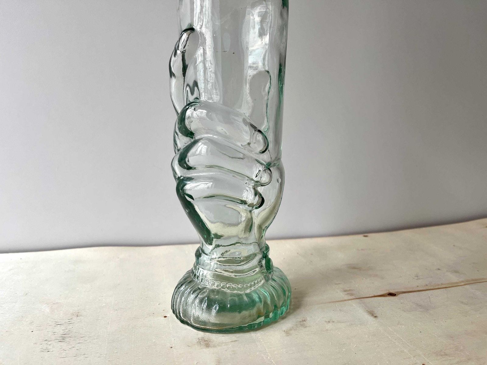 French Art Deco Legras Glass Bottle "Transparent Hand" Circa 1920s, Antique Pressed Molded Glass Decanter photo Home Decor