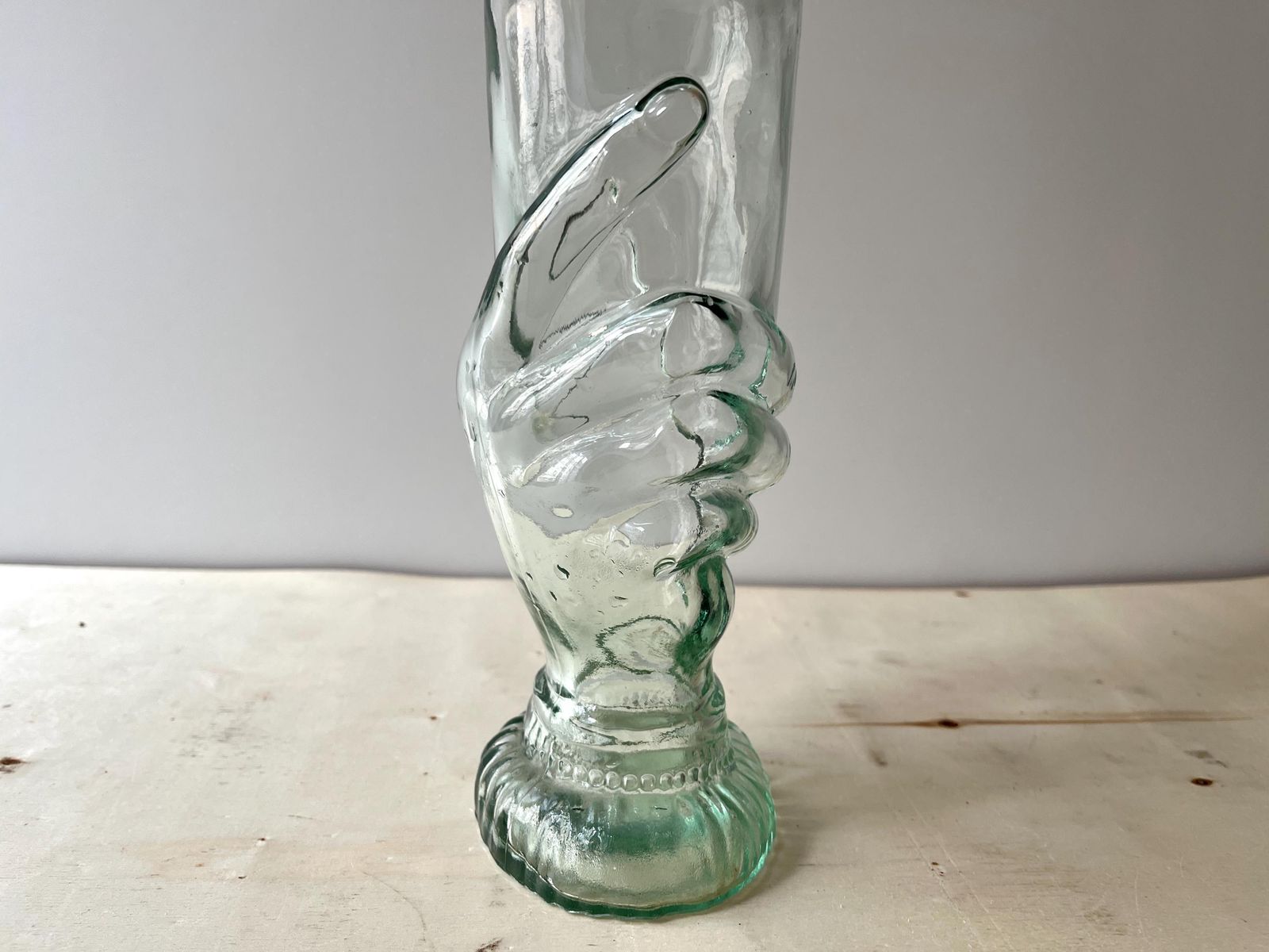 French Art Deco Legras Glass Bottle "Transparent Hand" Circa 1920s, Antique Pressed Molded Glass Decanter photo 81.0