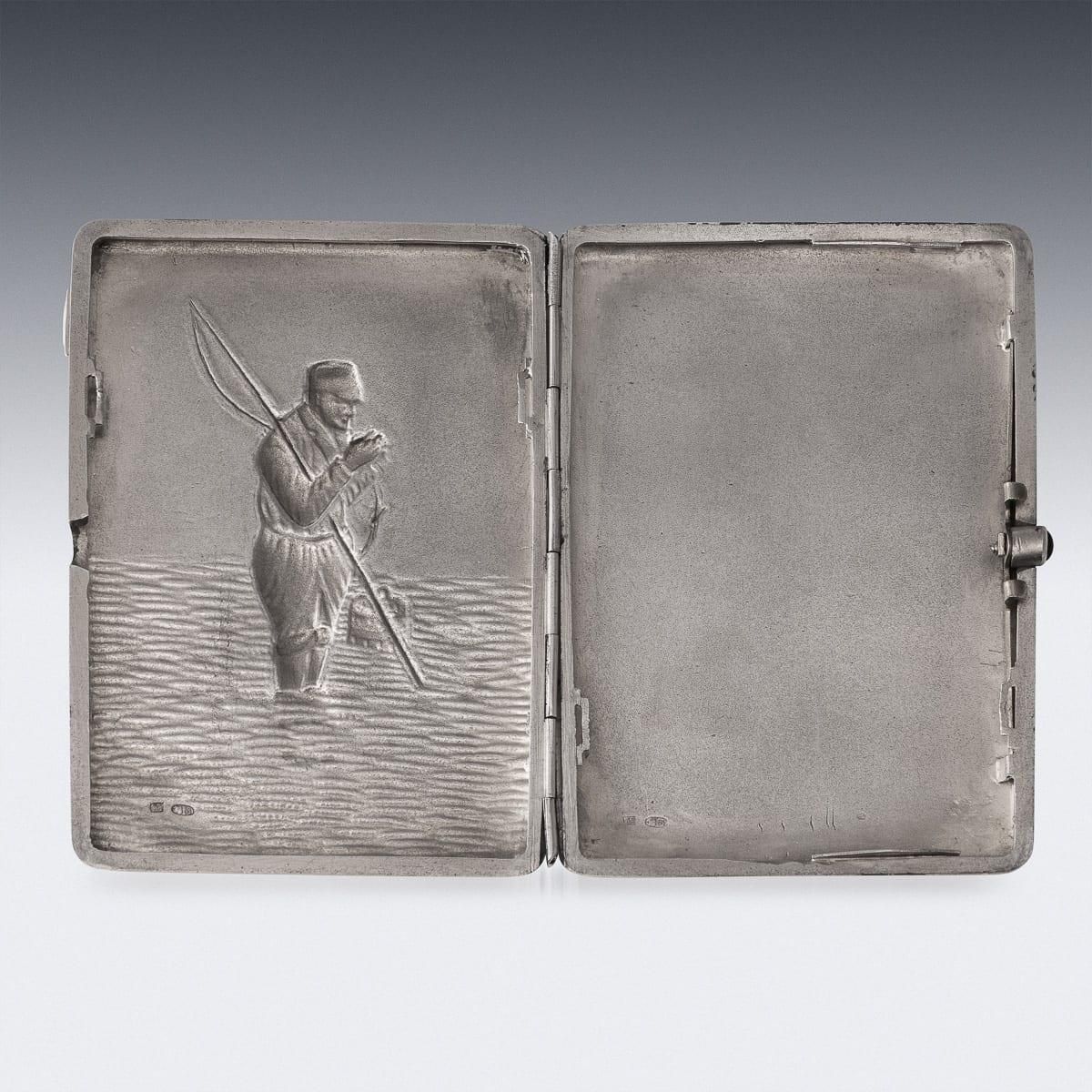 Antique 20thc Imperial Russian Solid Silver Cigarette Case, Moscow C.1900 photo 2236.0
