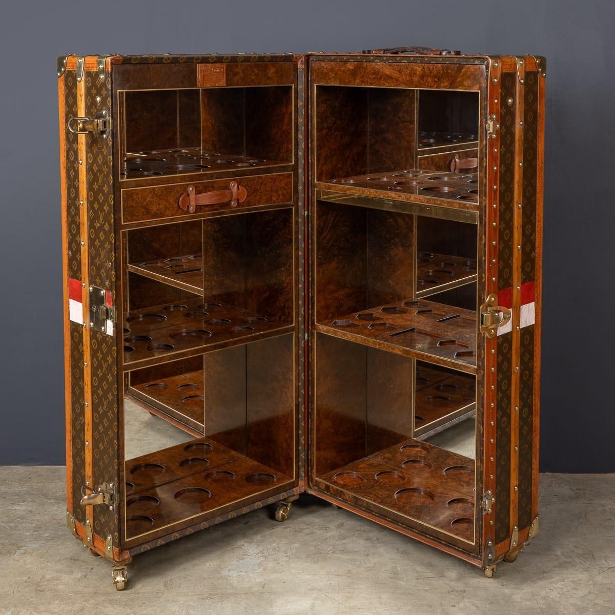 photo for sale Antique 20thc Louis Vuitton Trunk In Monogram Canvas With Built In Bar