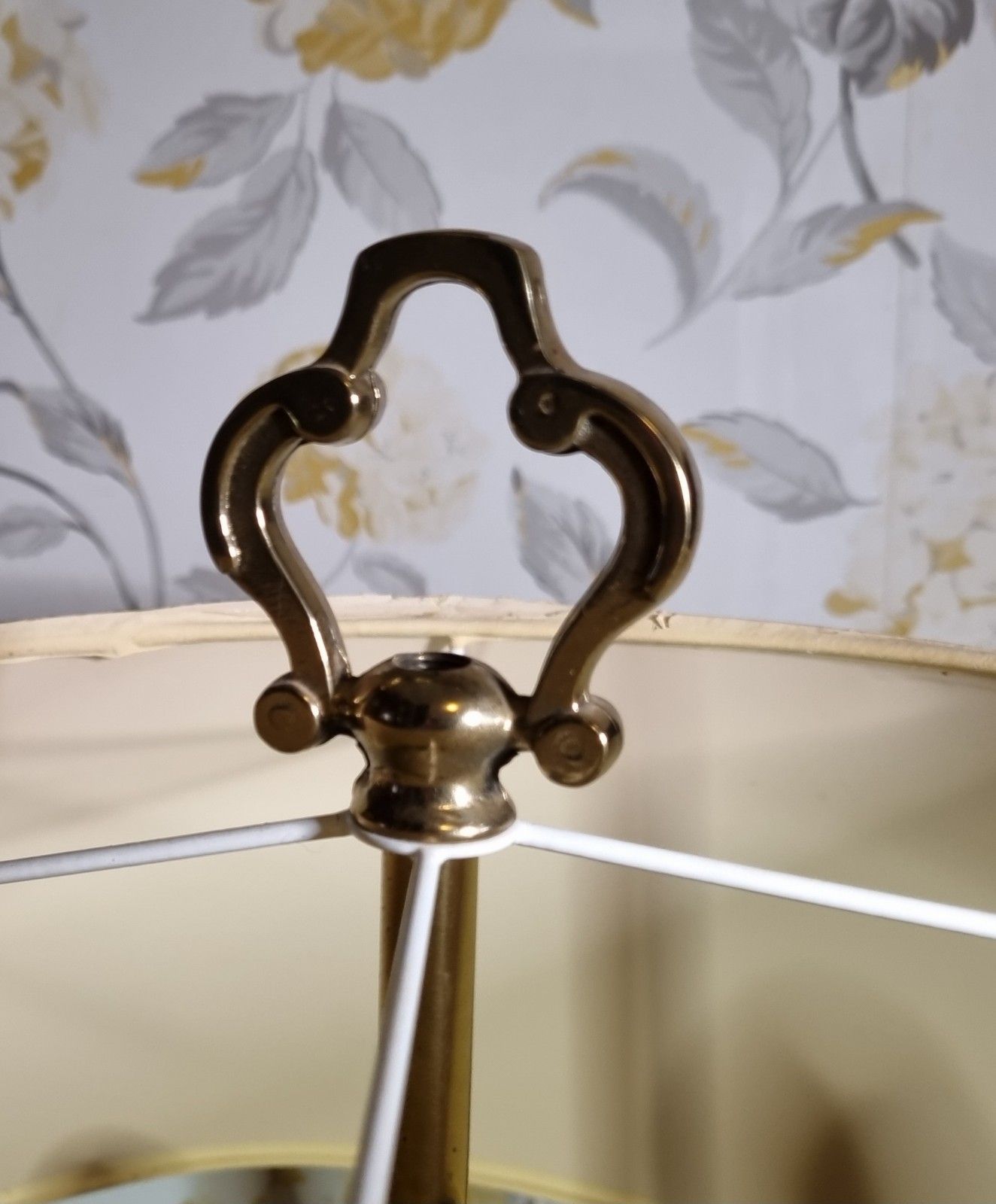 Lighting Large French Bouilotte Style Brass Table Lamp 3 Arm Candelabra Pleated Shade 29" photo