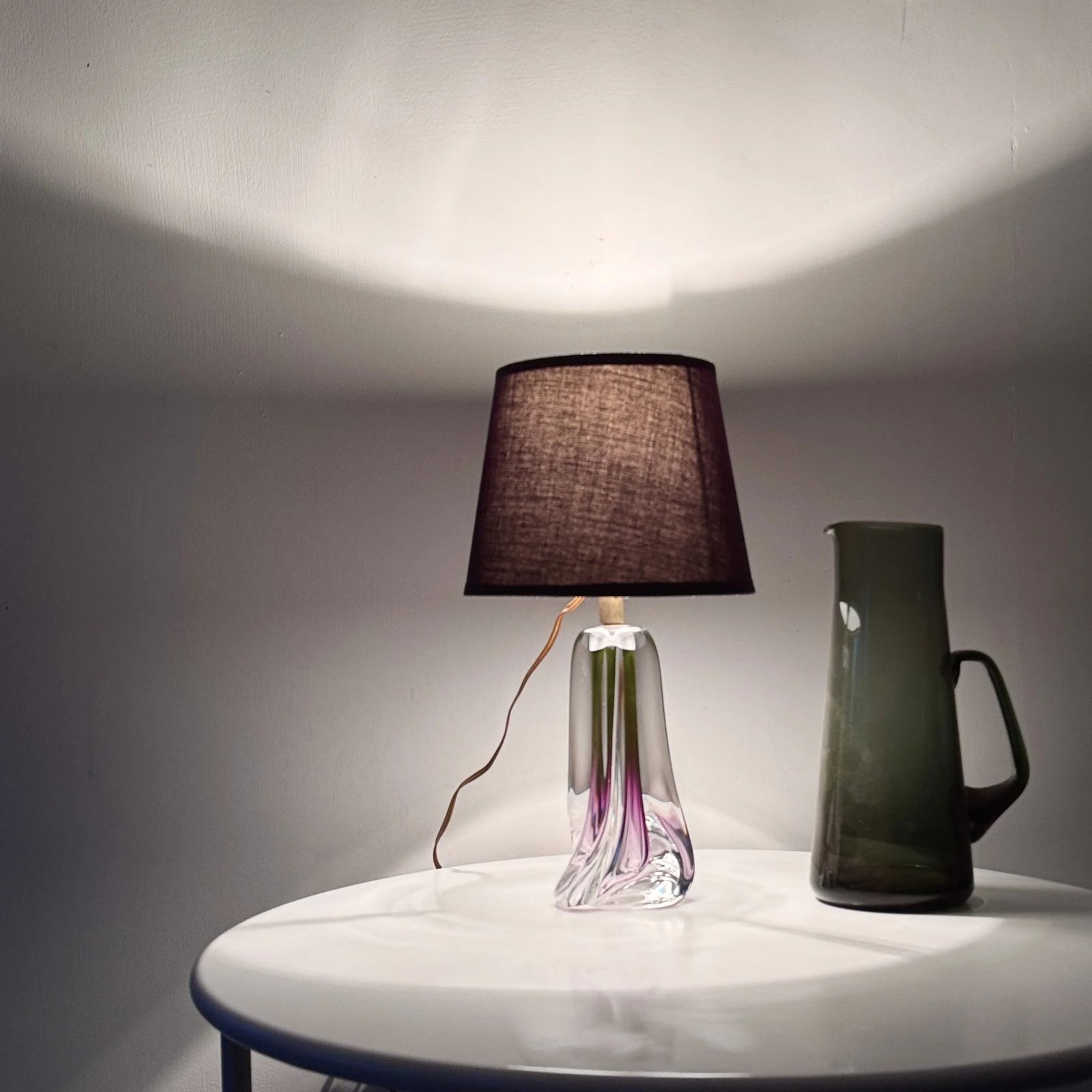 Vintage Val Saint Lambert Amethyst Crystal Glass Table Lamp Base, Amethyst photo furniture