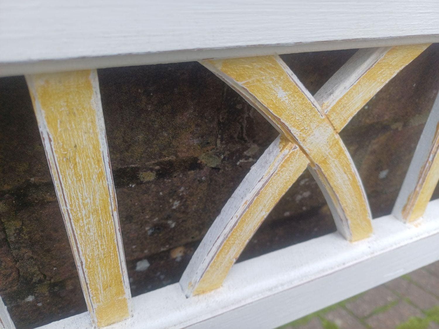 Large Hand Painted Ducal Pine Mirror Farrow And Ball Wimborne White Gold Trellis Over Mantel Wall Mirror Shabby Chic photo vintage