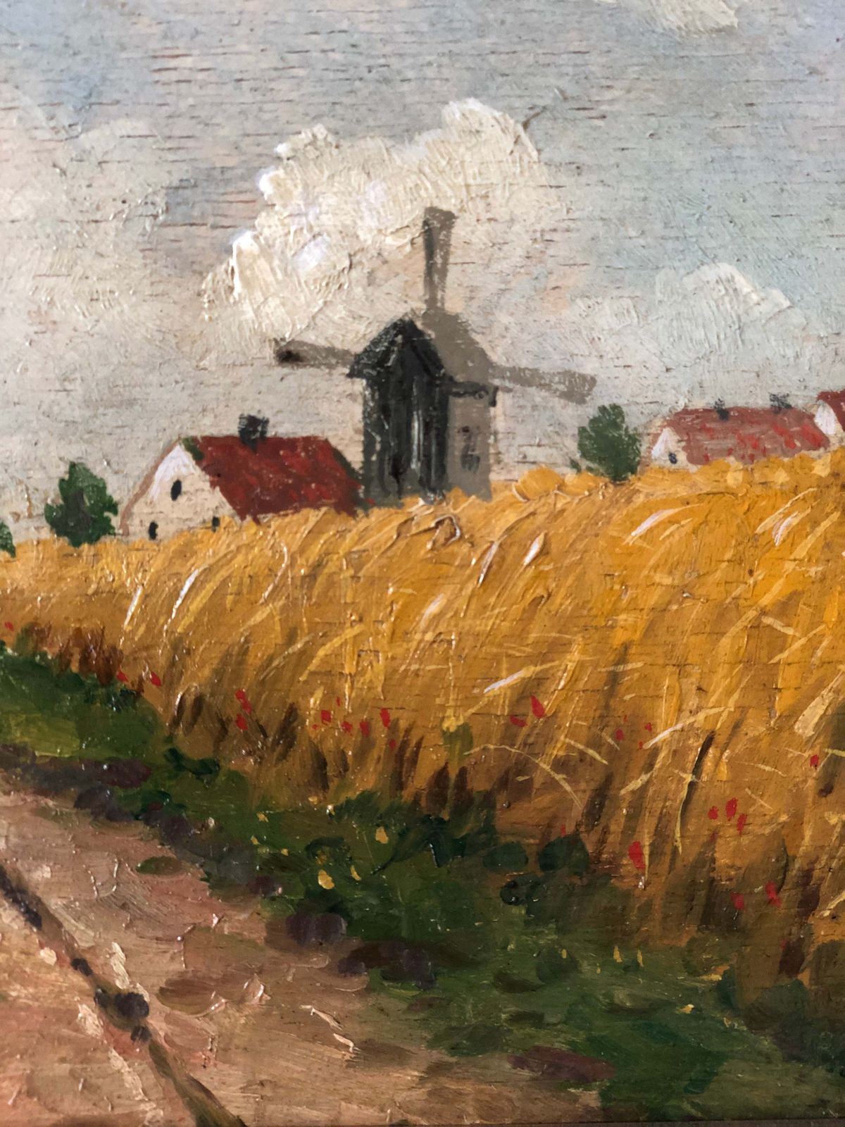 Antique Original Oil Painting Of A Cottage Landscape, C. 1923 photo for sale