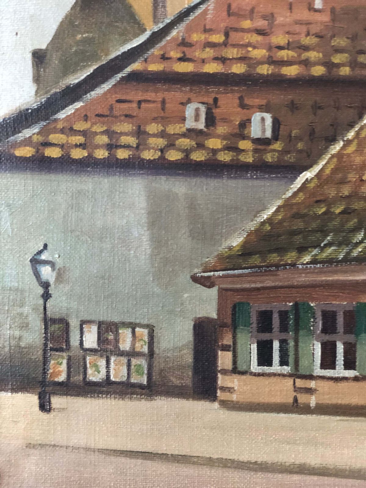 Vintage Large Original Oil Painting Of A Countryside Cottage, C. 1923. photo for sale
