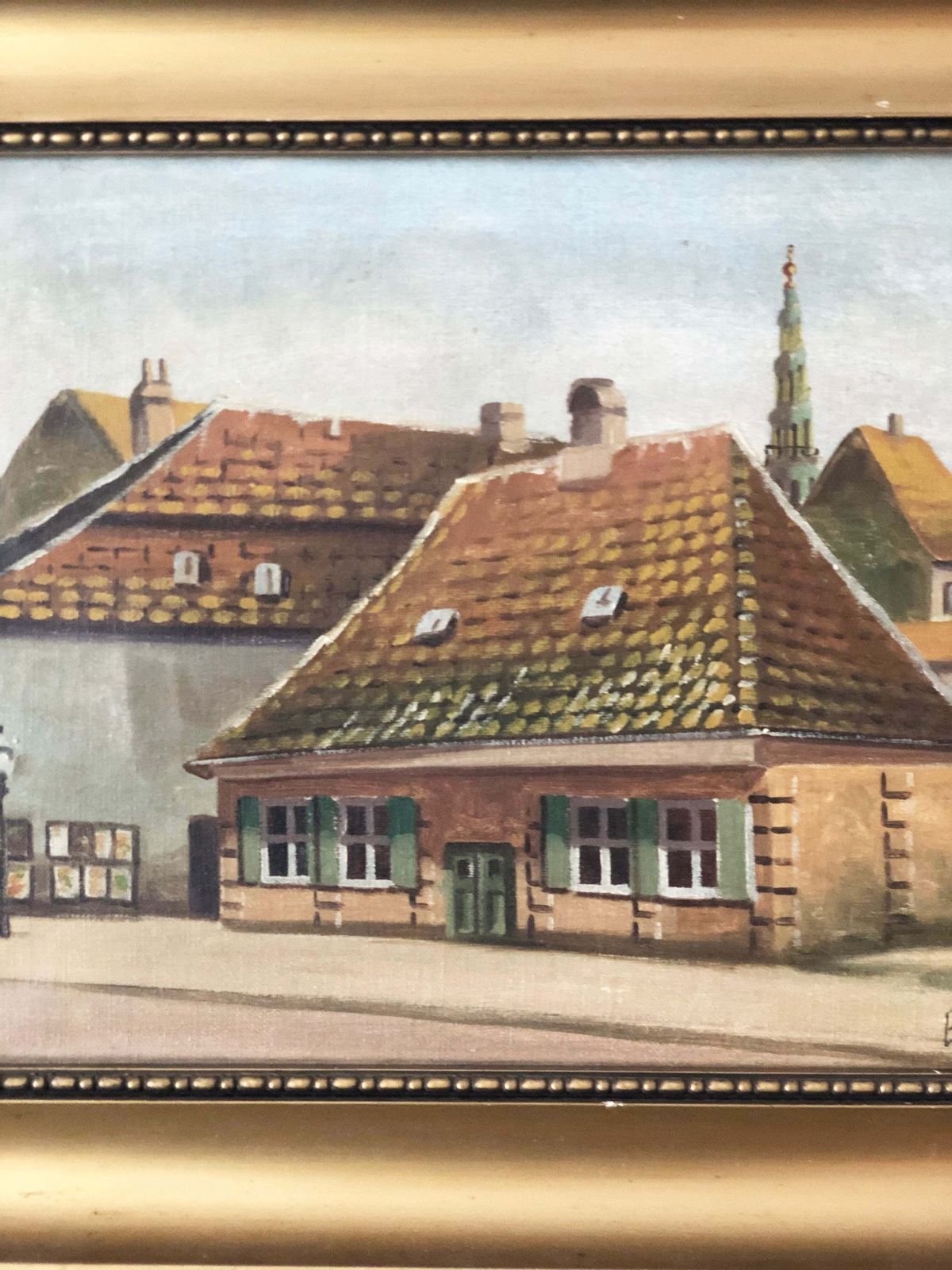 Vintage Large Original Oil Painting Of A Countryside Cottage, C. 1923. photo Art