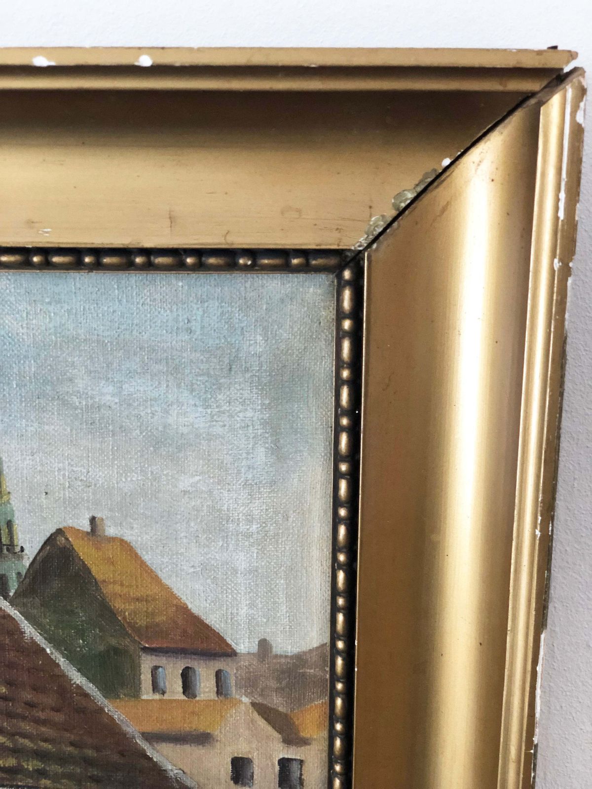 photo for sale Vintage Large Original Oil Painting Of A Countryside Cottage, C. 1923.
