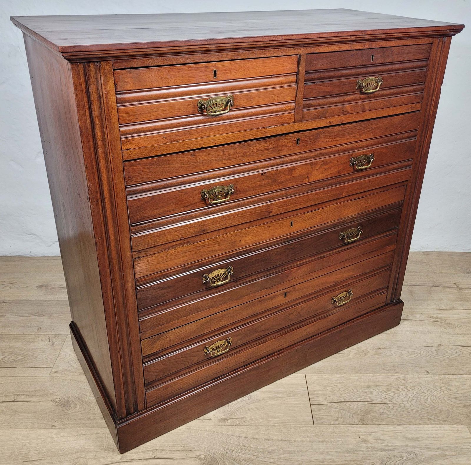 Edwardian Chest Of Drawers Walnut 2 Over 3 1910s Drop photo furniture
