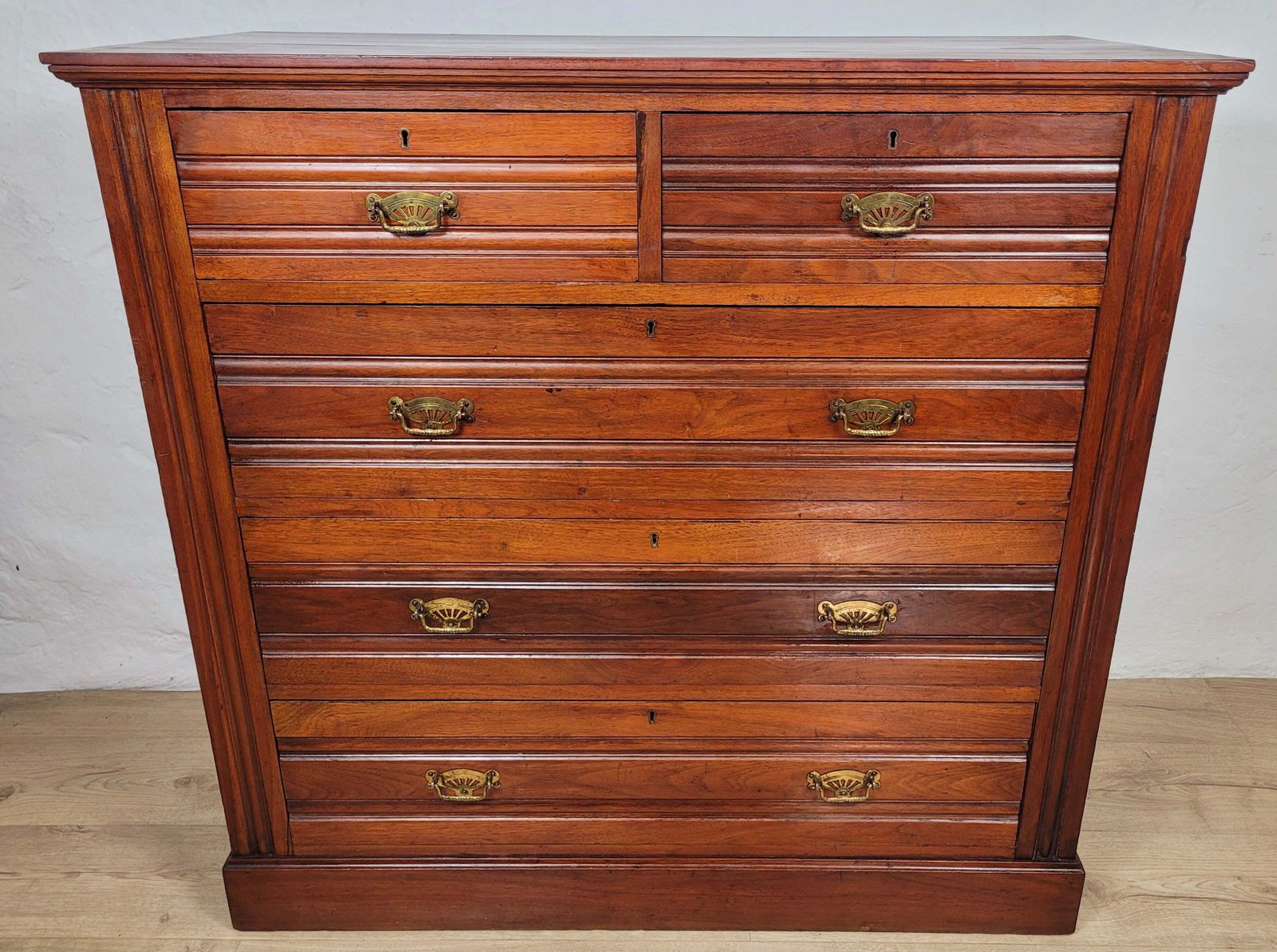 photo for sale Edwardian Chest Of Drawers Walnut 2 Over 3 1910s Drop