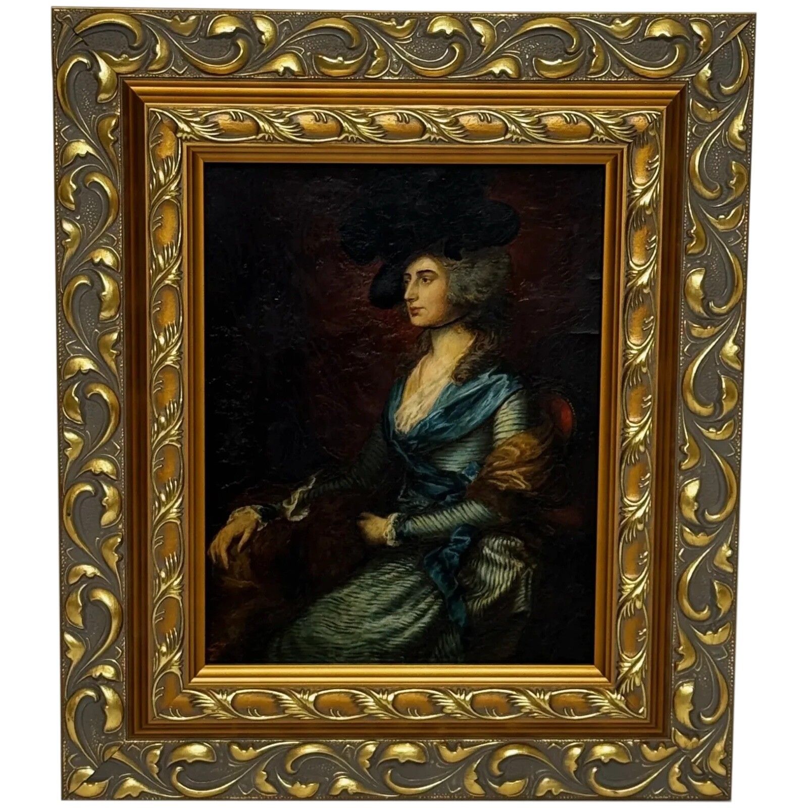 🎭 Oil Portrait Welsh Actress Sarah Siddons Née Kemble After Thomas Gainsborough