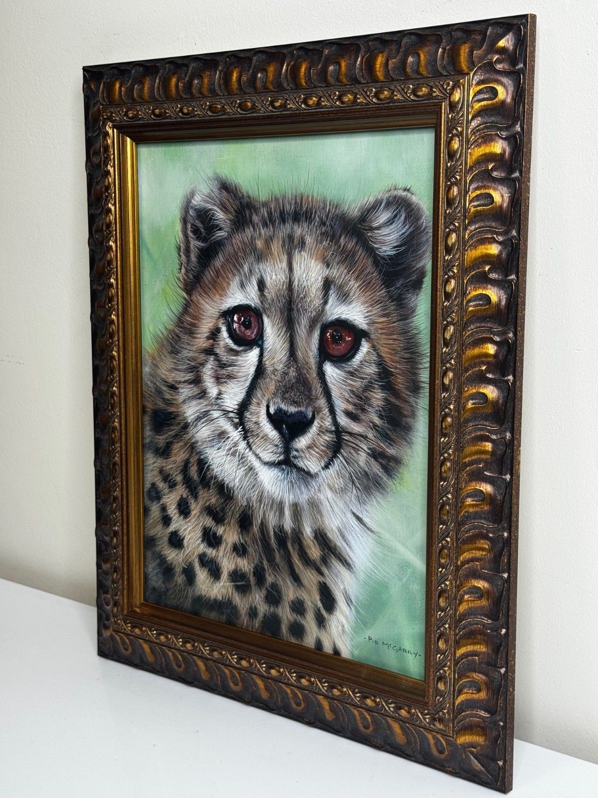 🐆 Original Oil Painting Cheetah Cub Innocence Of The Wild By Pip Mcgarry photo buy