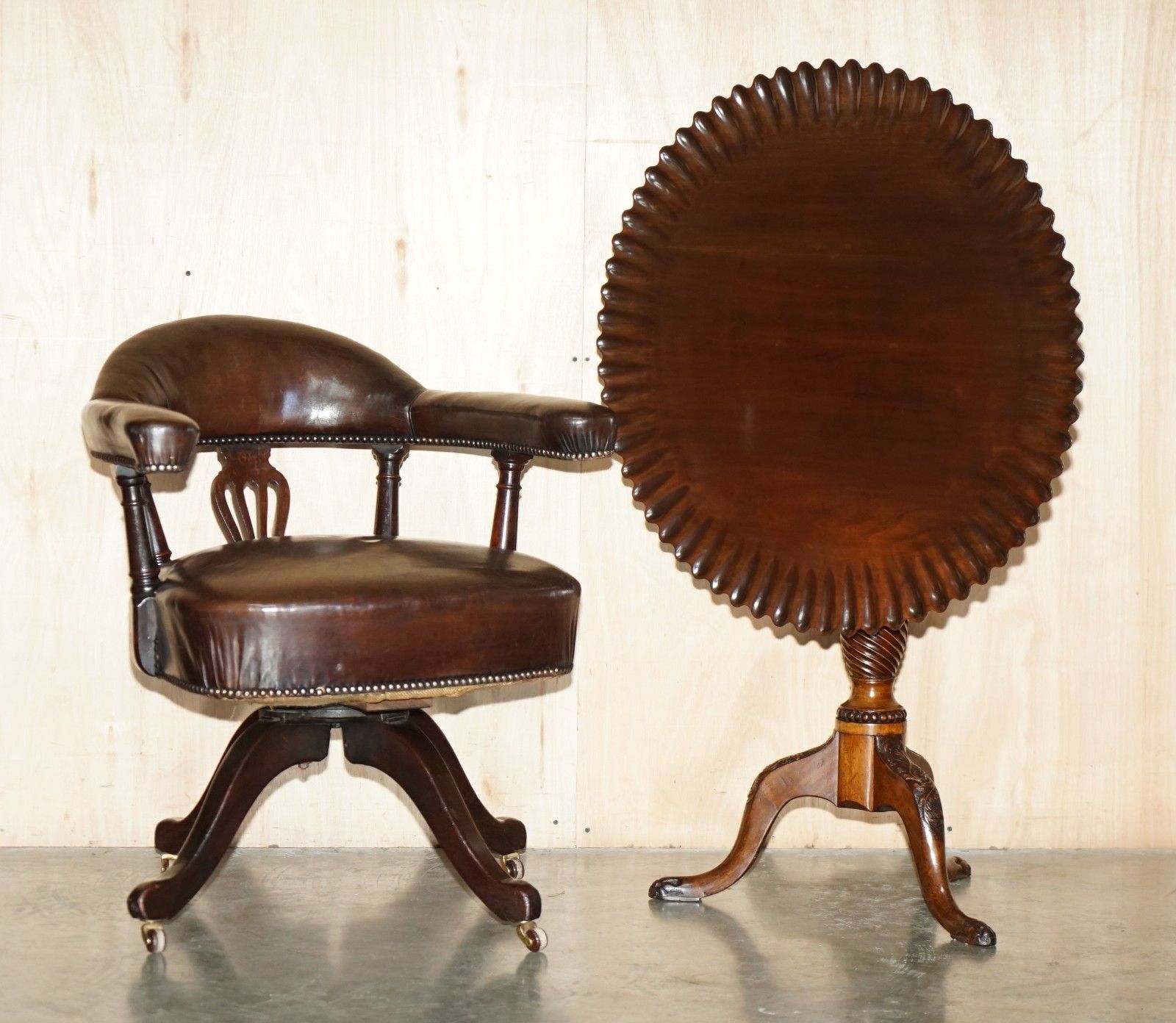 Antique Georgian Pie Crust Edge Thomas Chippendale Tilt Top Occasional Table photo furniture
