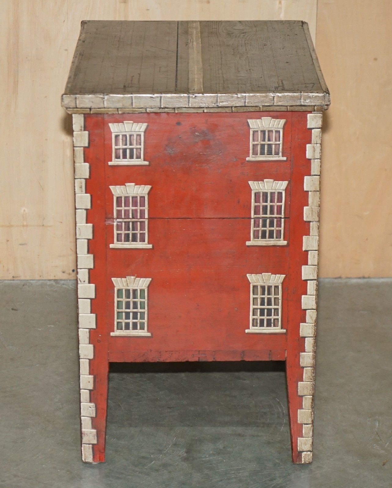 Furniture Antique 1760 Georgian English Country House Painted English Pine Trunk Or Chest photo