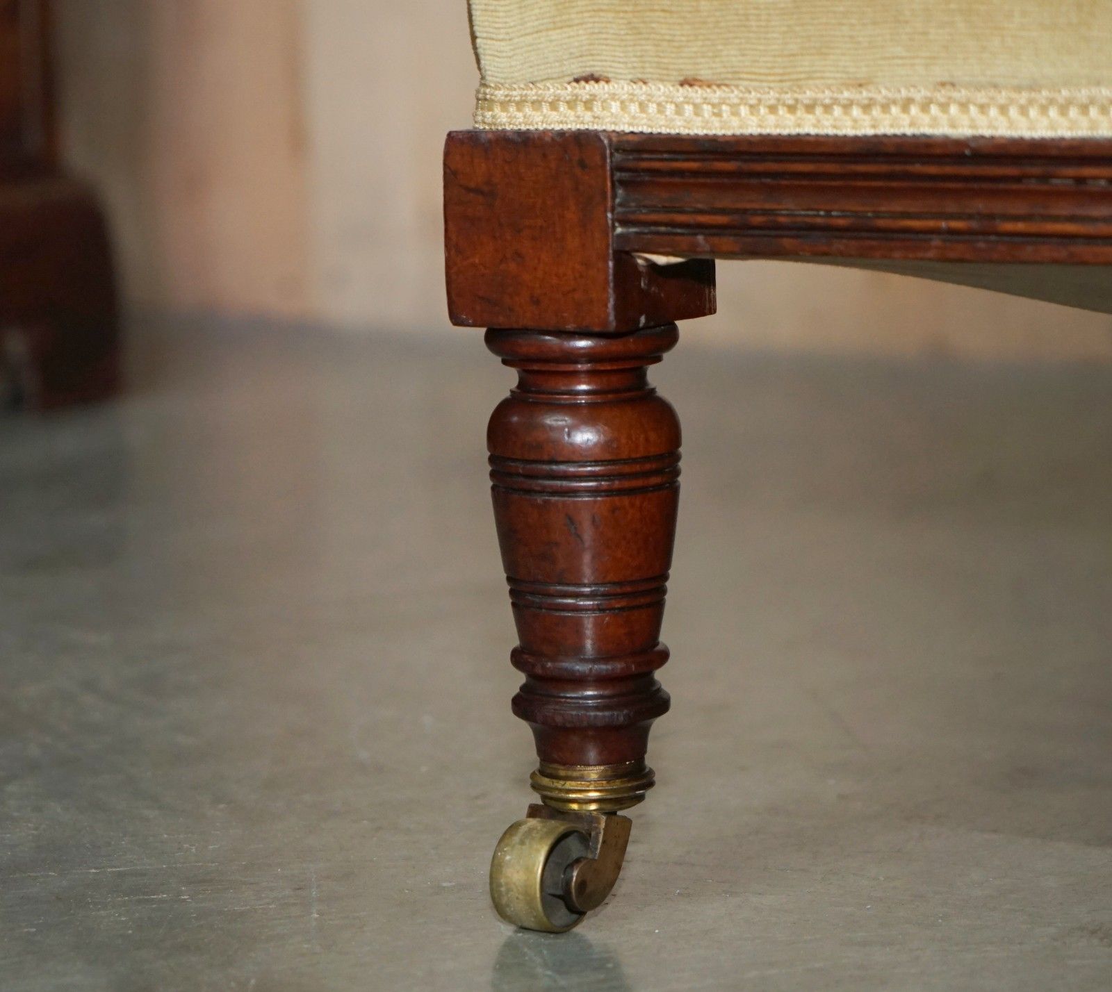 photo for sale Howard & Son's Attributed Antique Victorian Open Library Armchair Stamped Legs