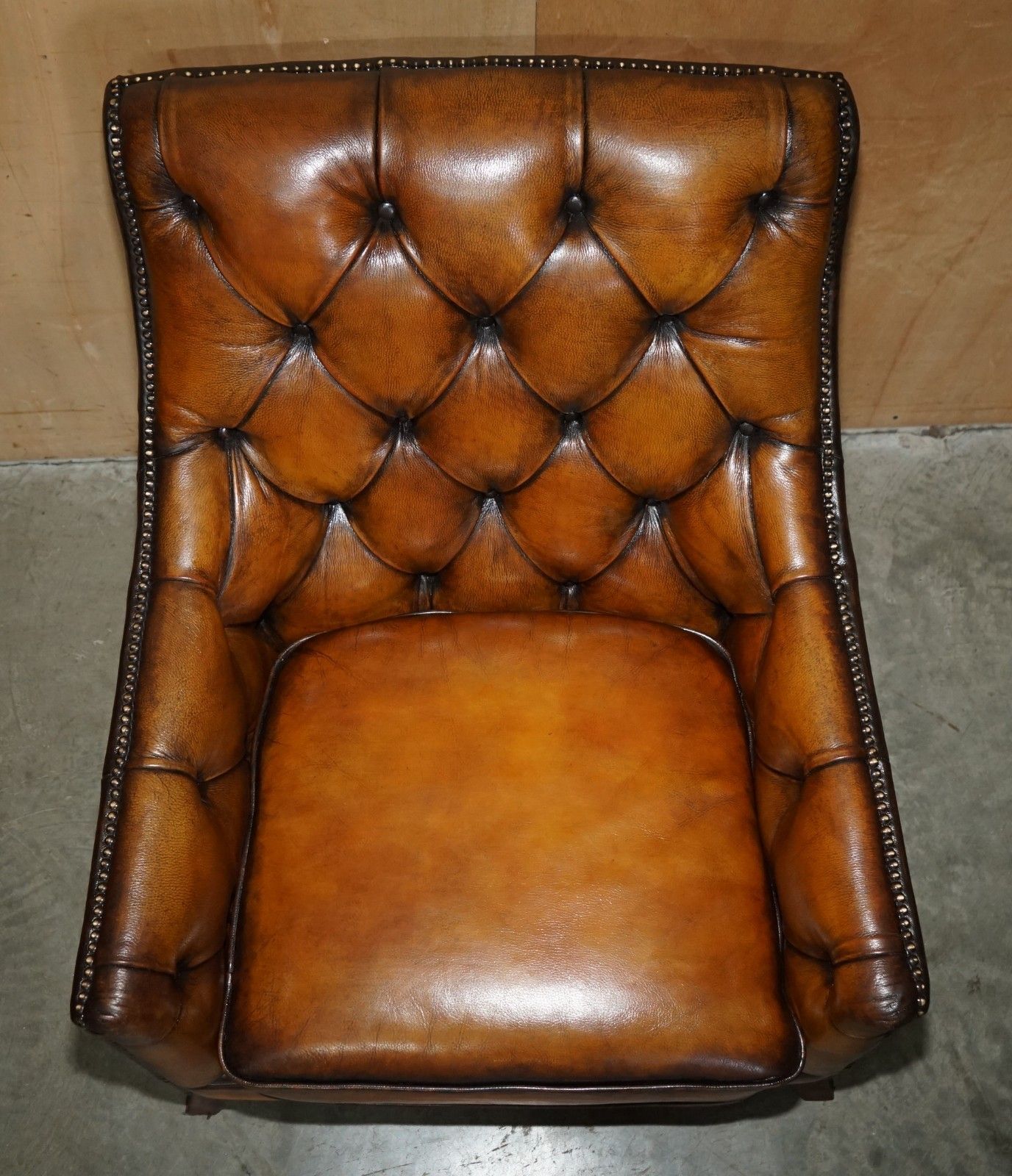 Fully Restored Cigar Brown Leather Chesterfield Tufted Library Armchair photo 1950.0