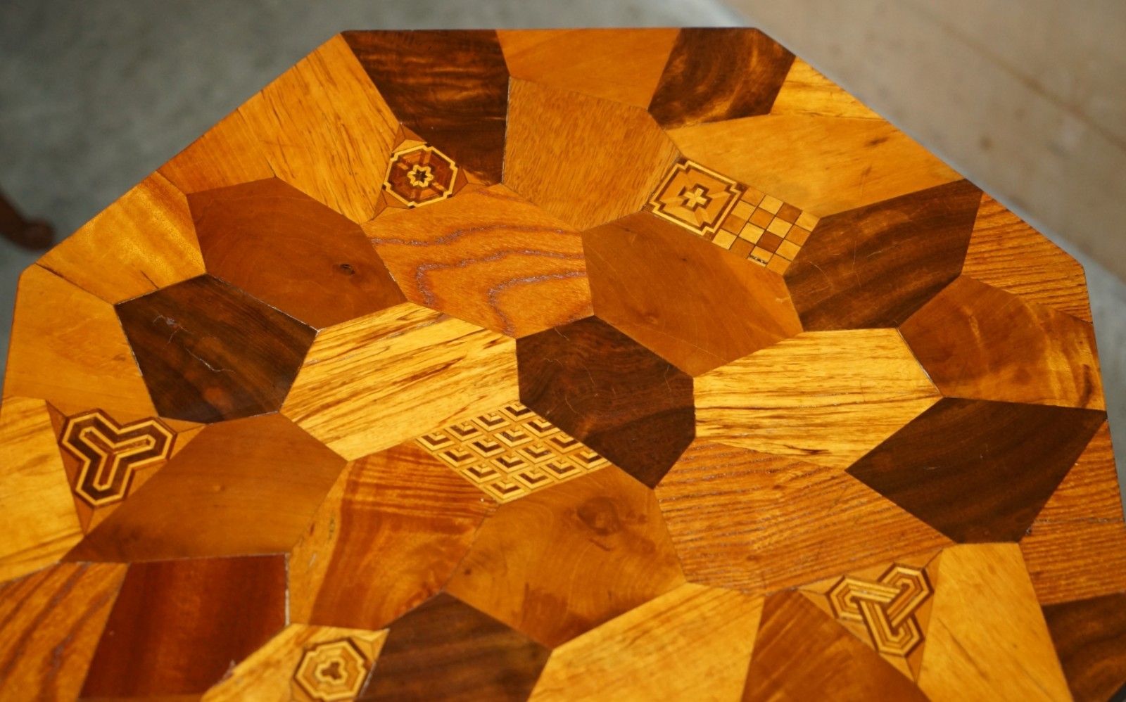 Pair Of Antique Victorian Parquetry Specimen Sample Wood Inlaid Side End Tables photo 3750.0