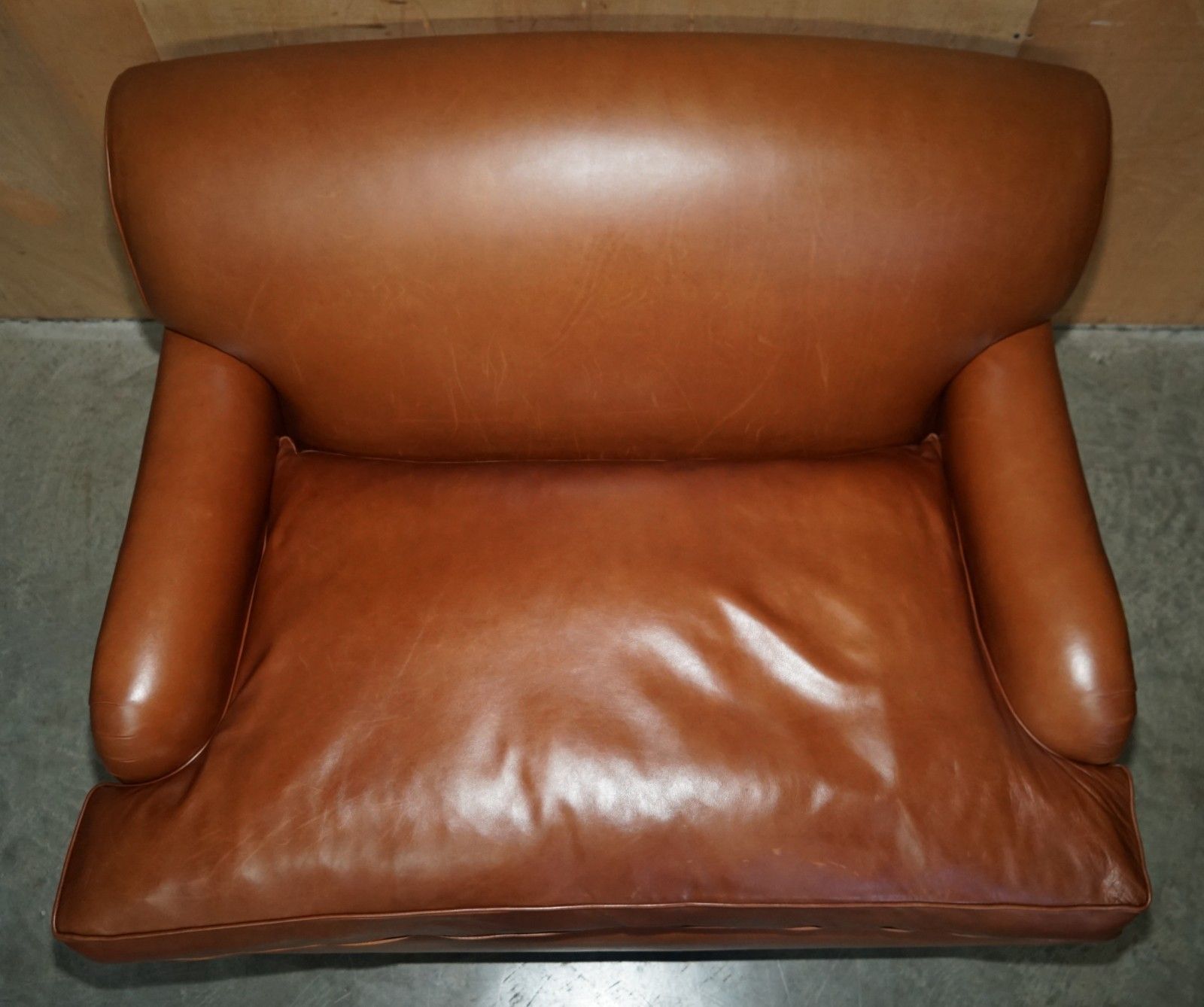 Extra Large Howard George Smith Style Brown Leather Love Seat Armchair Sofa photo vinterior