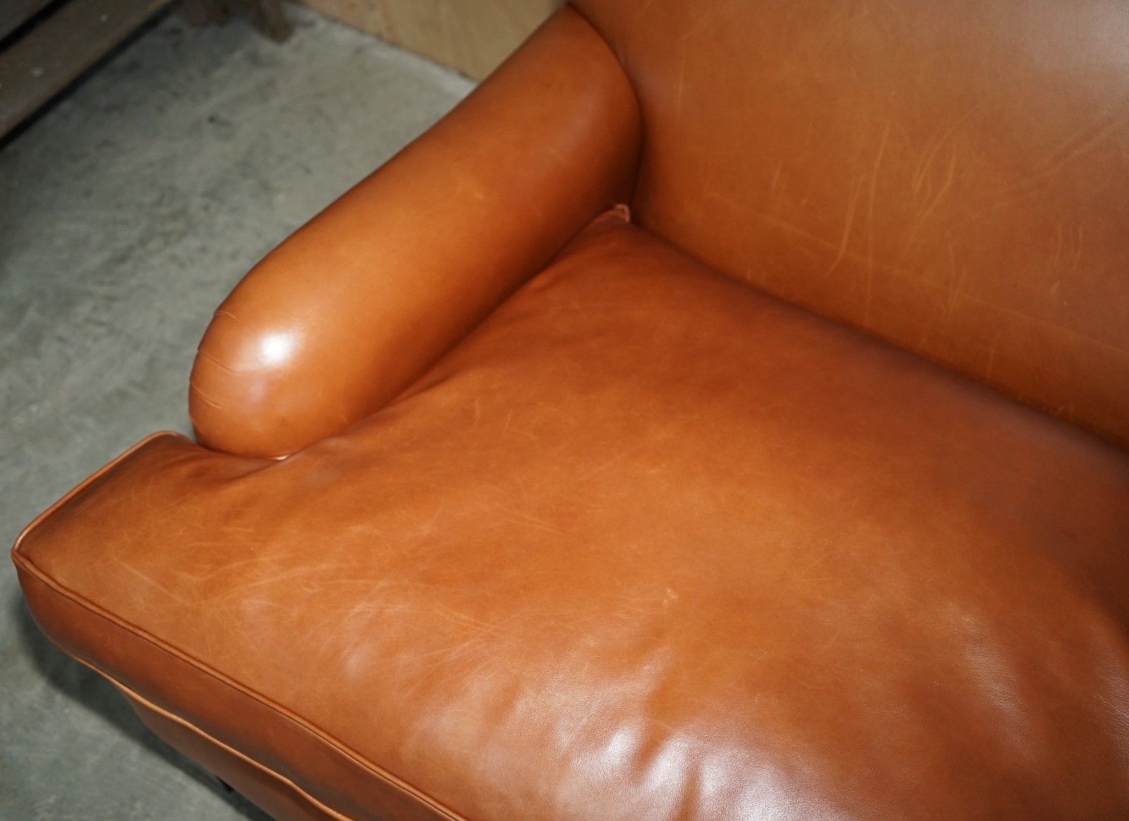 Extra Large Howard George Smith Style Brown Leather Love Seat Armchair Sofa photo vintage