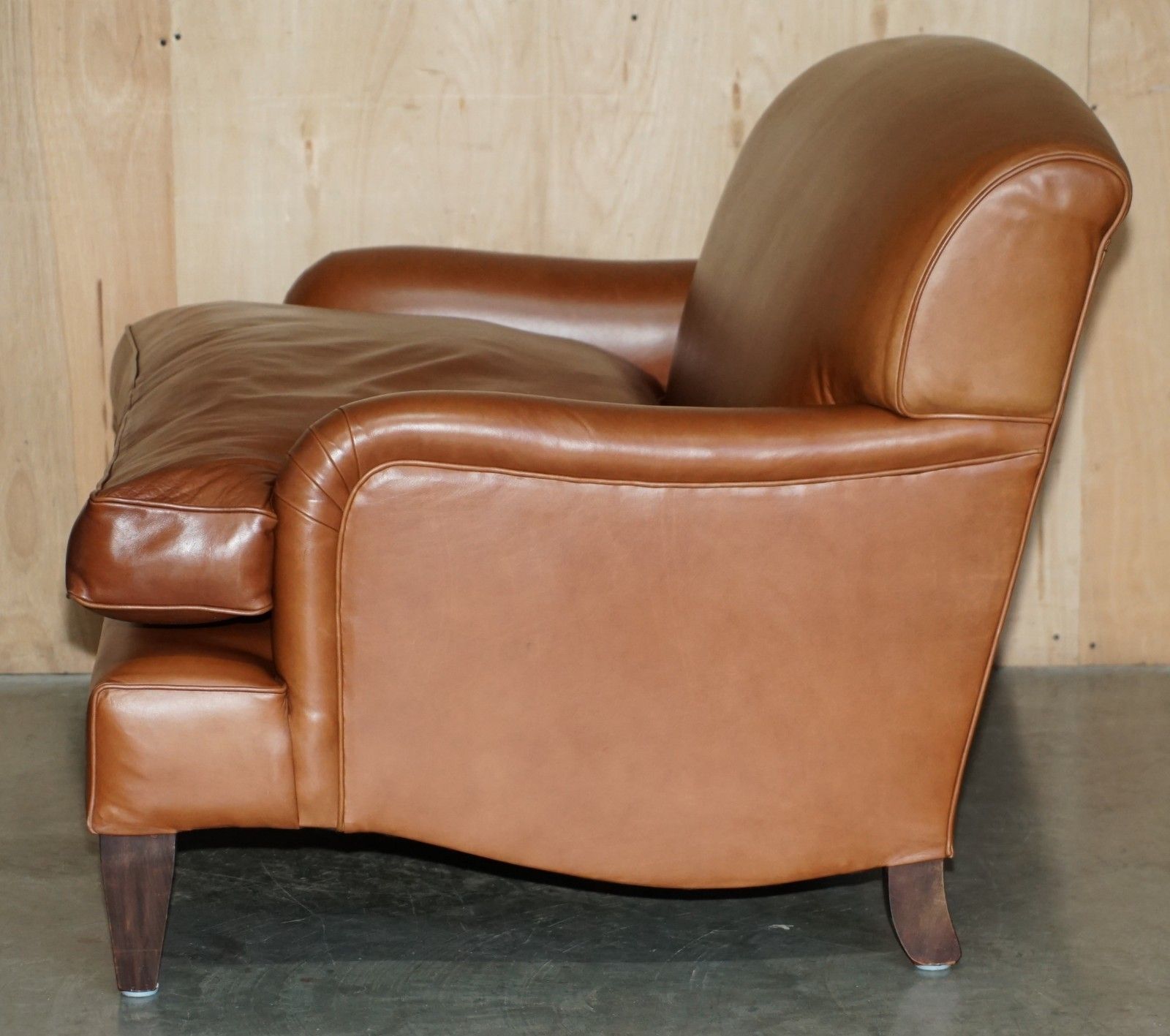 3950.0 Extra Large Howard George Smith Style Brown Leather Love Seat Armchair Sofa photo