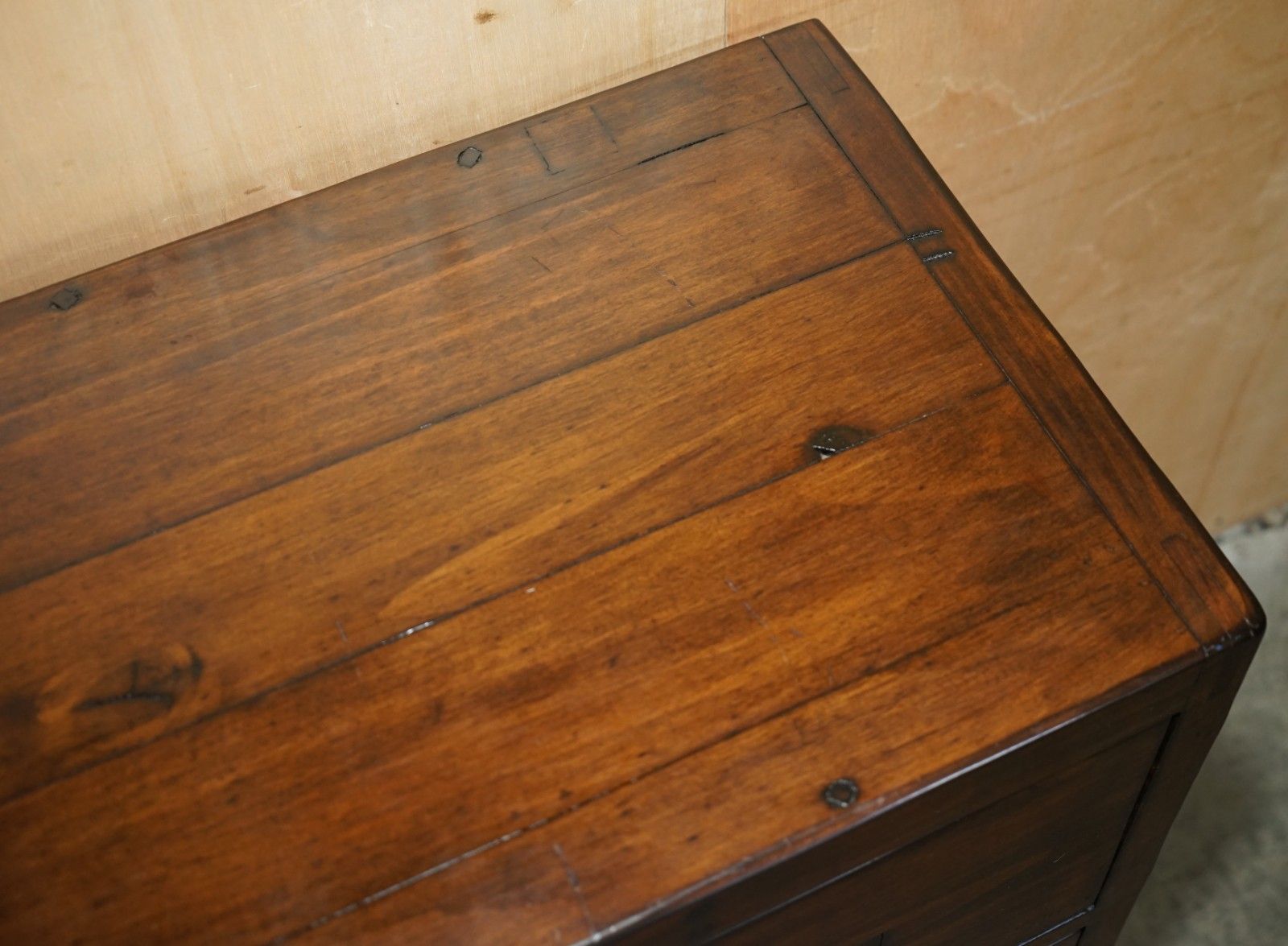 950.0 Lovely Large Vintage Hardwood Military Campaign Style Chest Of Drawers Part Set photo