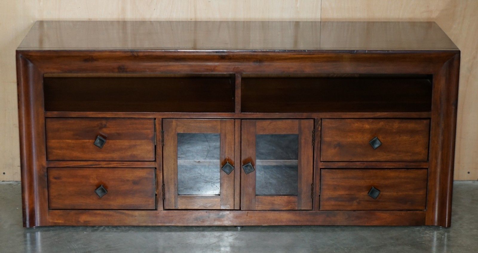 Lovely Vintage Hardwood Military Campaign Style Sideboard Tv Media Unit Part Set photo for sale