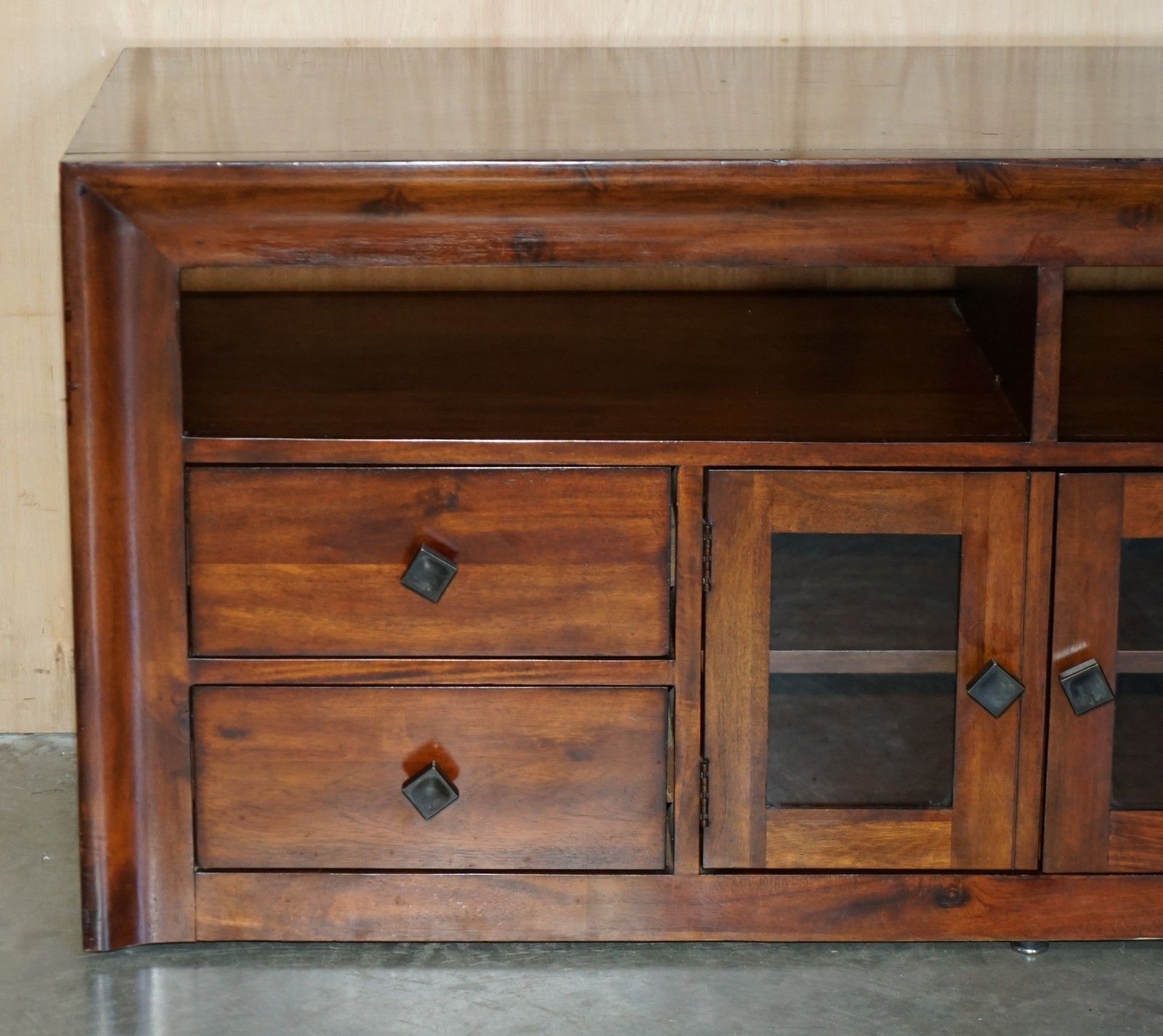 Lovely Vintage Hardwood Military Campaign Style Sideboard Tv Media Unit Part Set photo Furniture