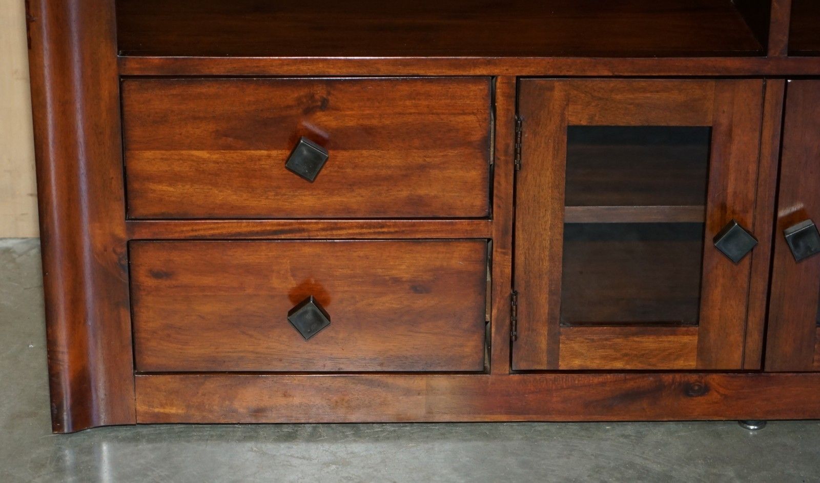 Lovely Vintage Hardwood Military Campaign Style Sideboard Tv Media Unit Part Set photo vintage