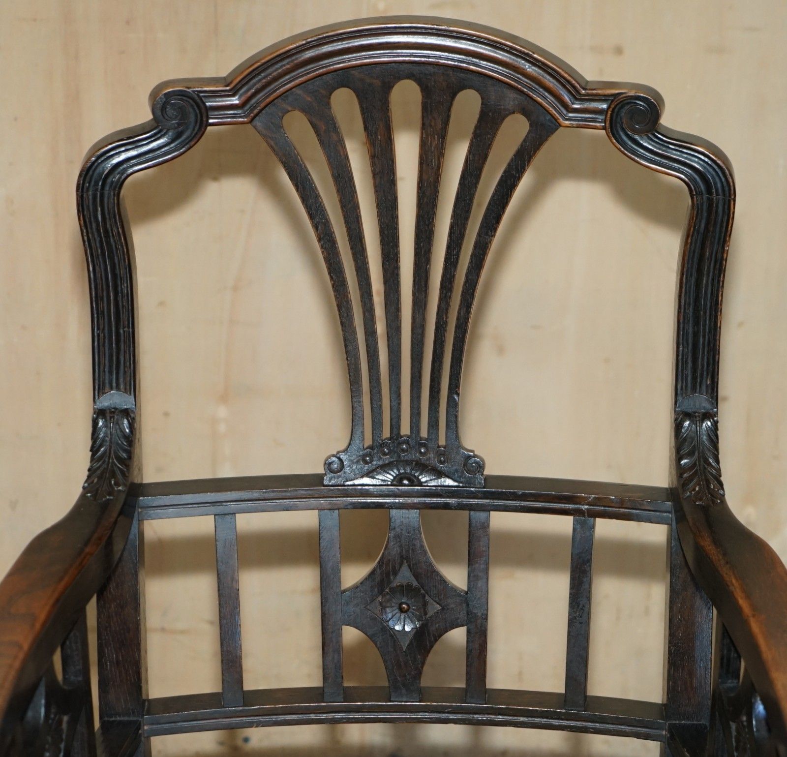 One Of A Kind 1888 Dated Hand Carved Armchair Made From 3000 Year Old Timber photo buy