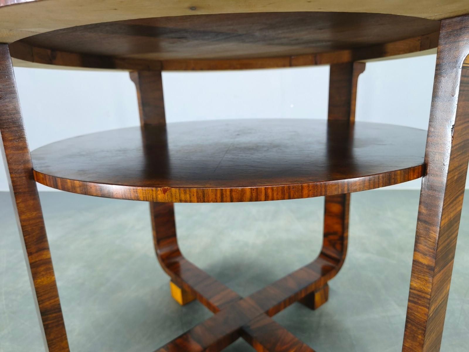 photo for sale Art Deco Walnut Veneer Coffee Table, Czechoslovakia, 1930s