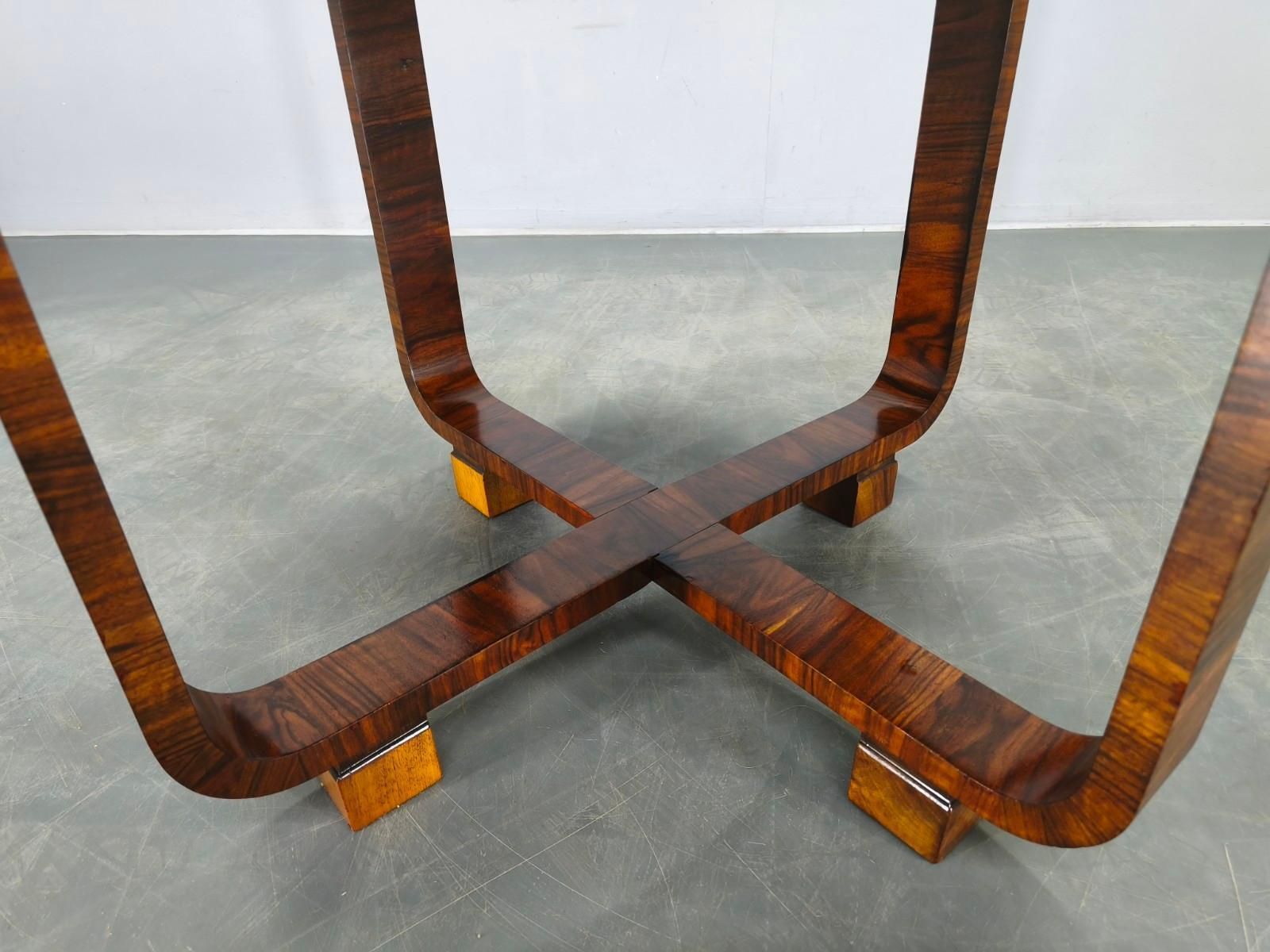 Furniture Art Deco Walnut Veneer Coffee Table, Czechoslovakia, 1930s photo