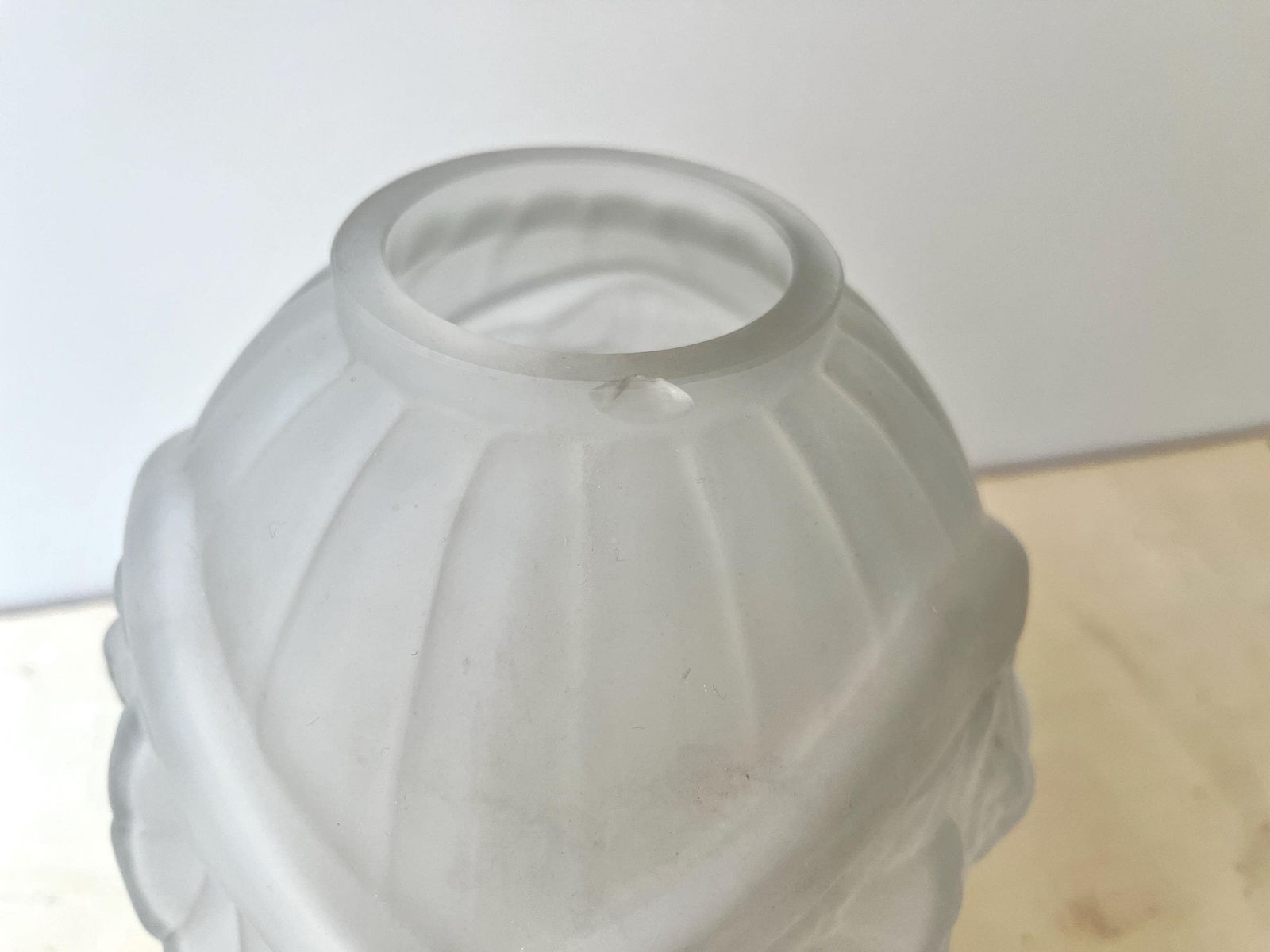 Antique Art Deco Vase Signed Verçais France, Geometric Frosted Flower Vase By Schneider 1925s photo vinterior