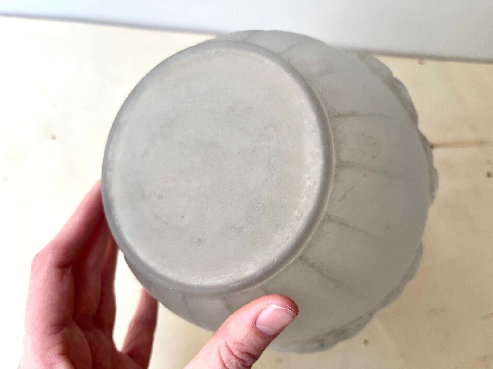 photo vinterior Antique Art Deco Vase Signed Verçais France, Geometric Frosted Flower Vase By Schneider 1925s