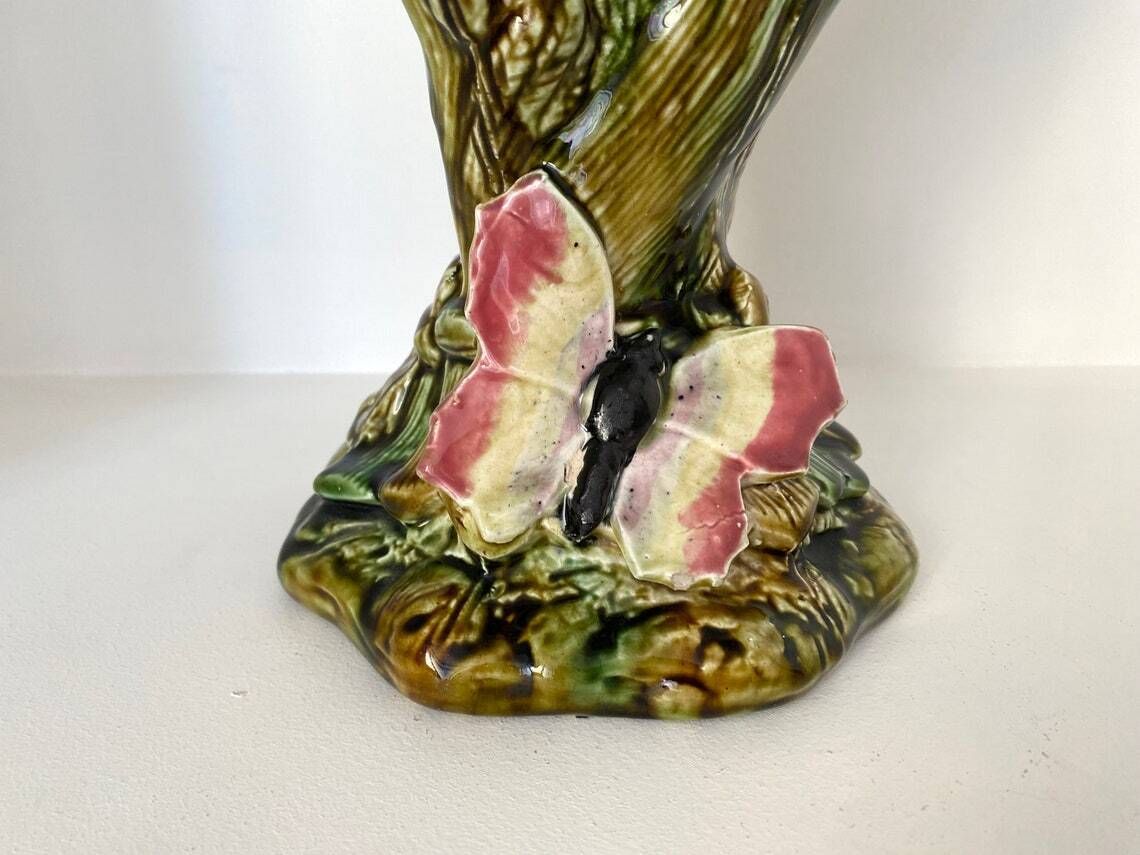 French Majolica Sheaves Of Wheat Vase Vintage 30s Pot photo 163.0
