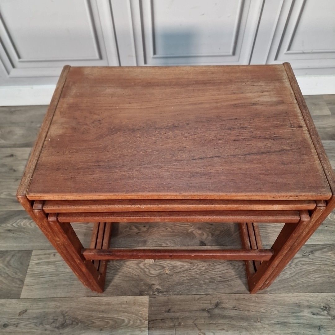 Vintage Nest Of Tables Mid Century Teak  Scandi Retro Side Nesting Tables Mcm photo Furniture