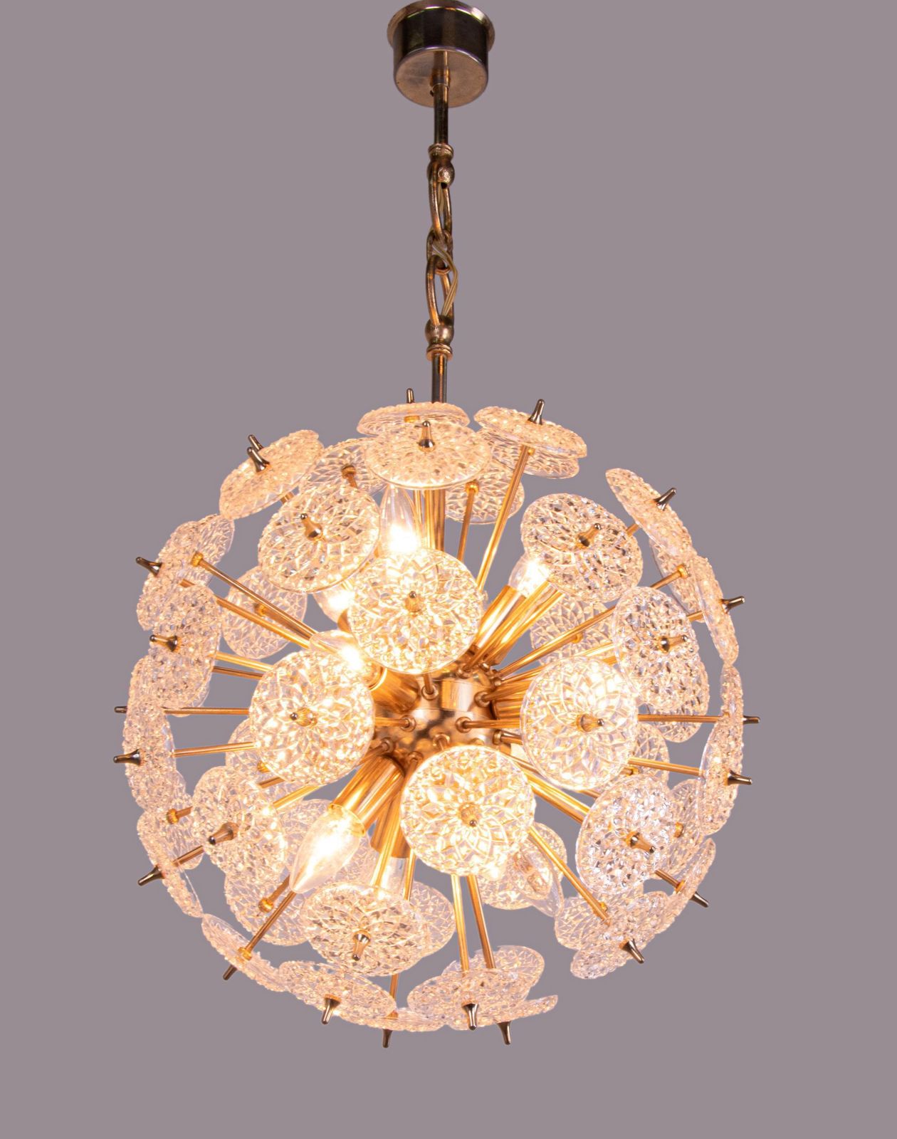 Mid Century Modernist Floral Sputnik Chandelier By Val Saint Lambert 1960’s photo for sale